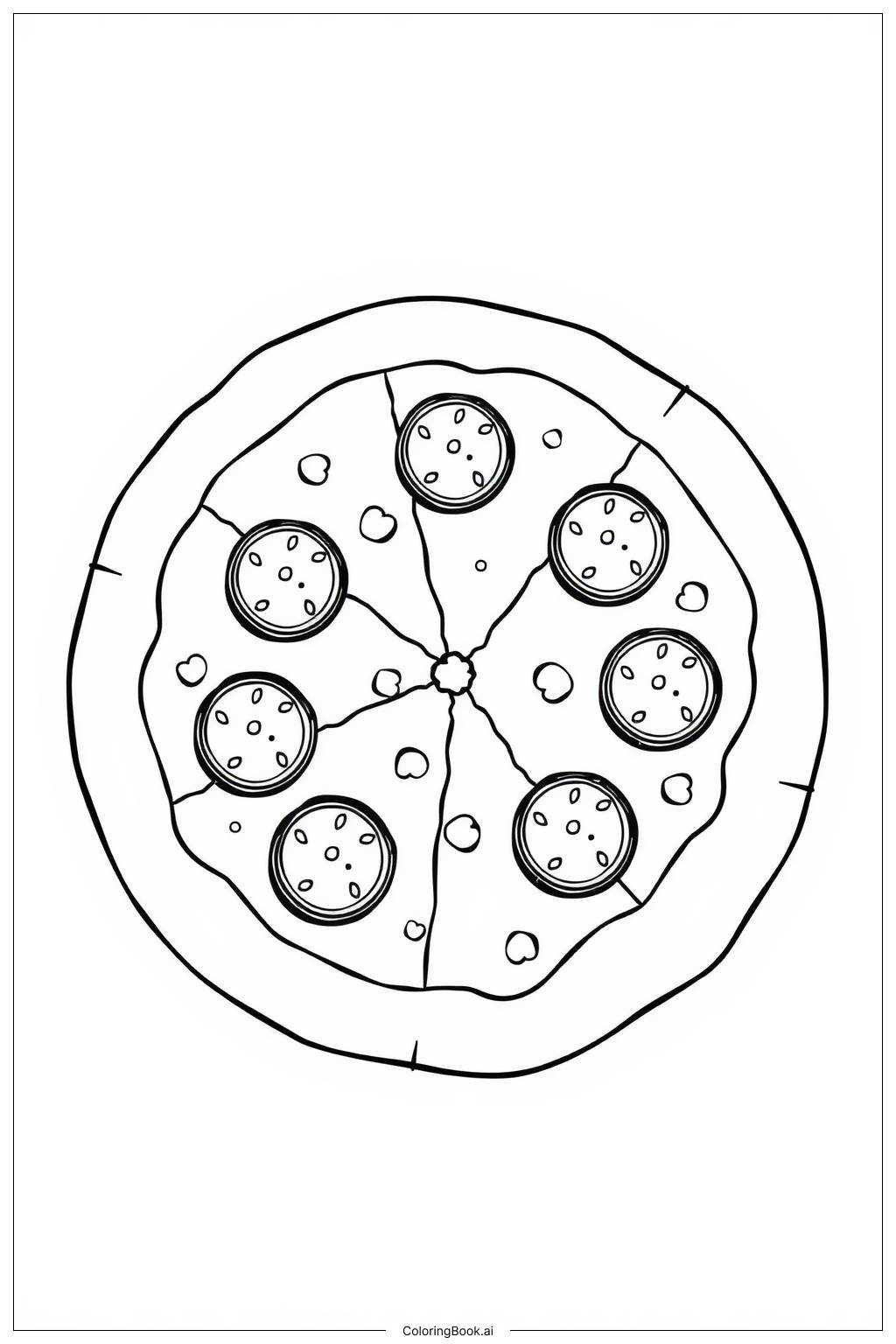  Whole Pizza with Pepperoni-2 Coloring Page 