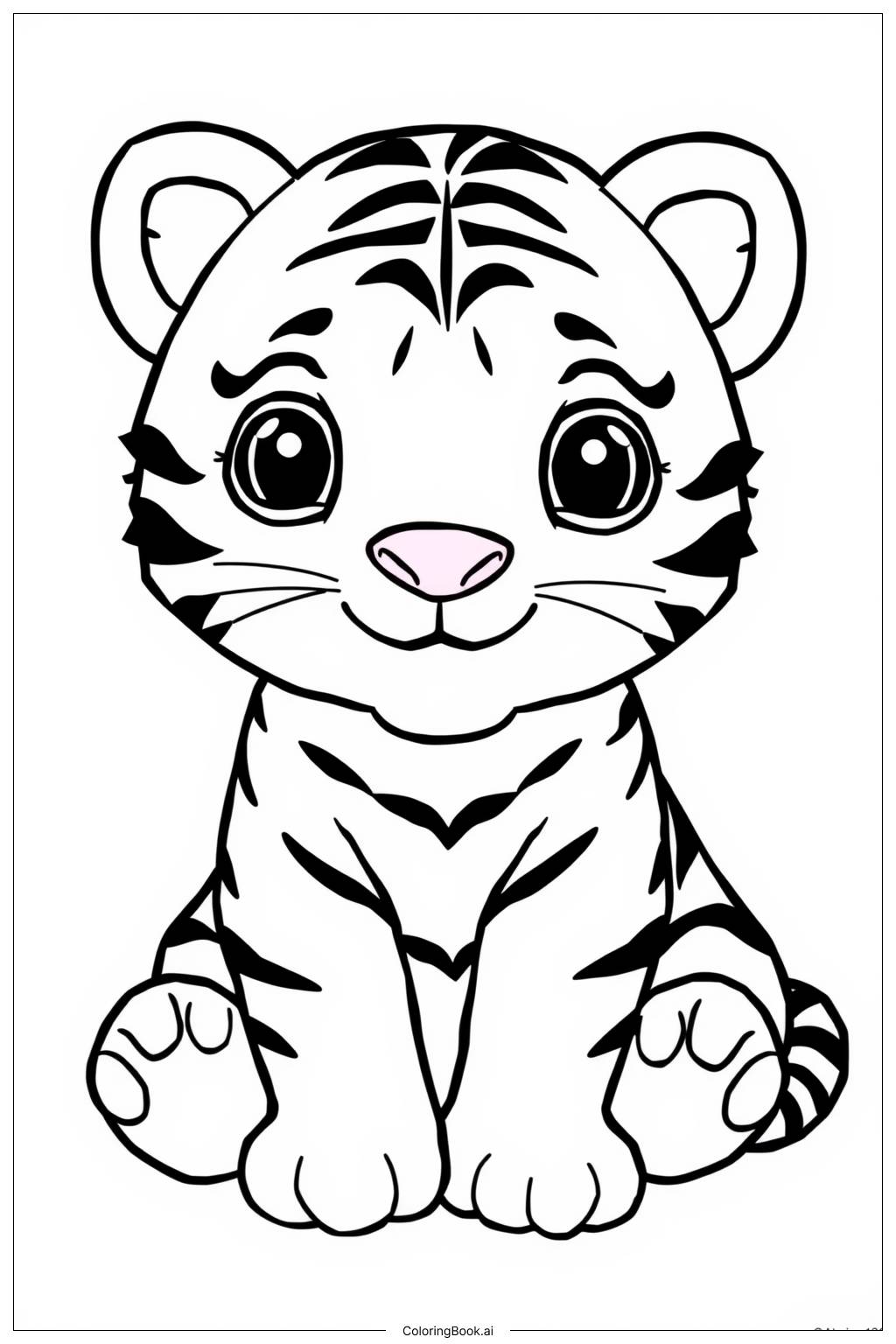  Page de coloriage Joli petit tigre 