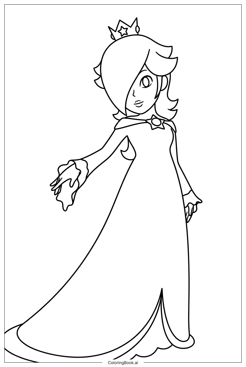  星のローブのロザリーナがゲストを迎えるの塗り絵ページ 