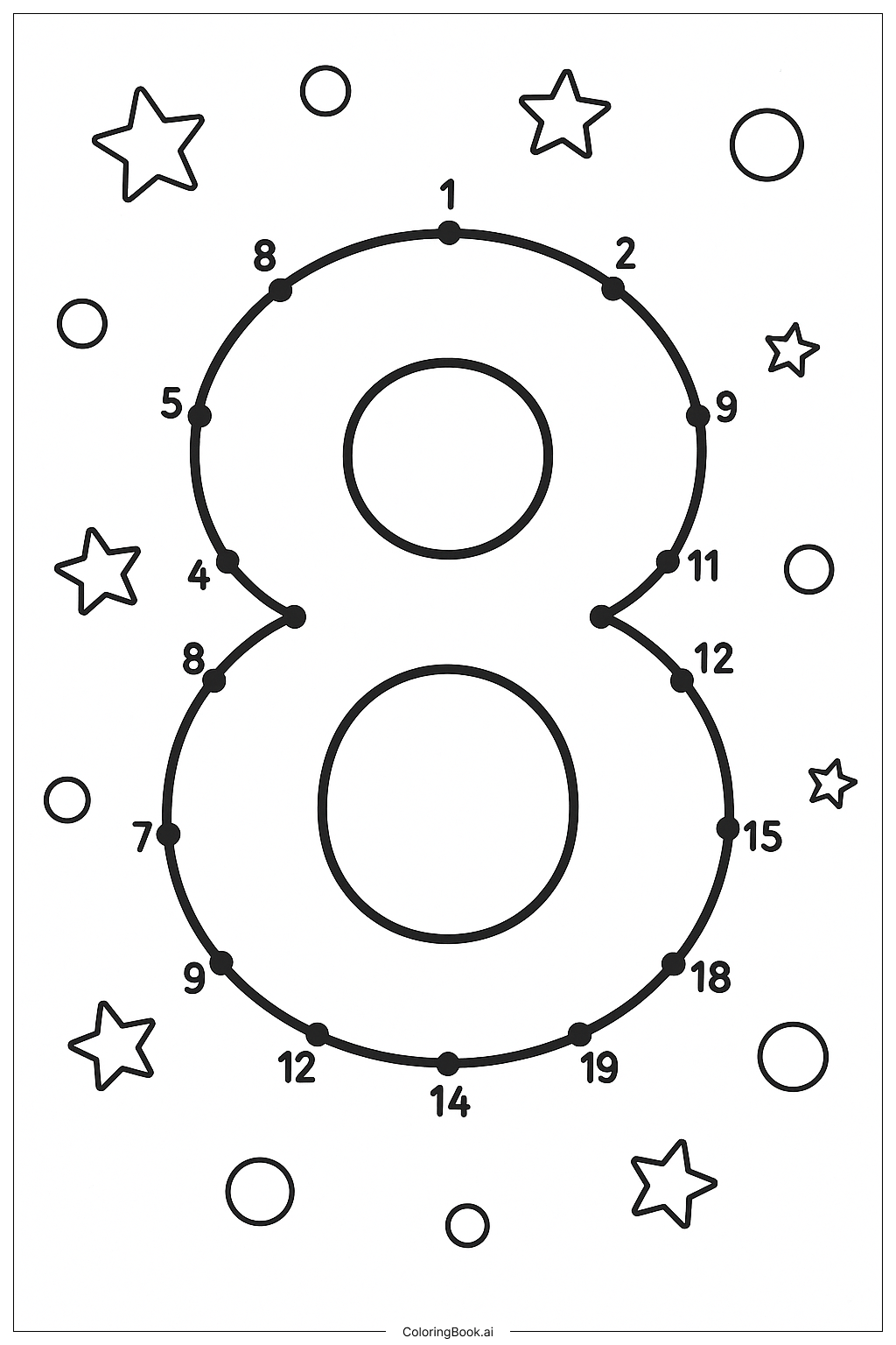  连点成线，显现数字八填色页 