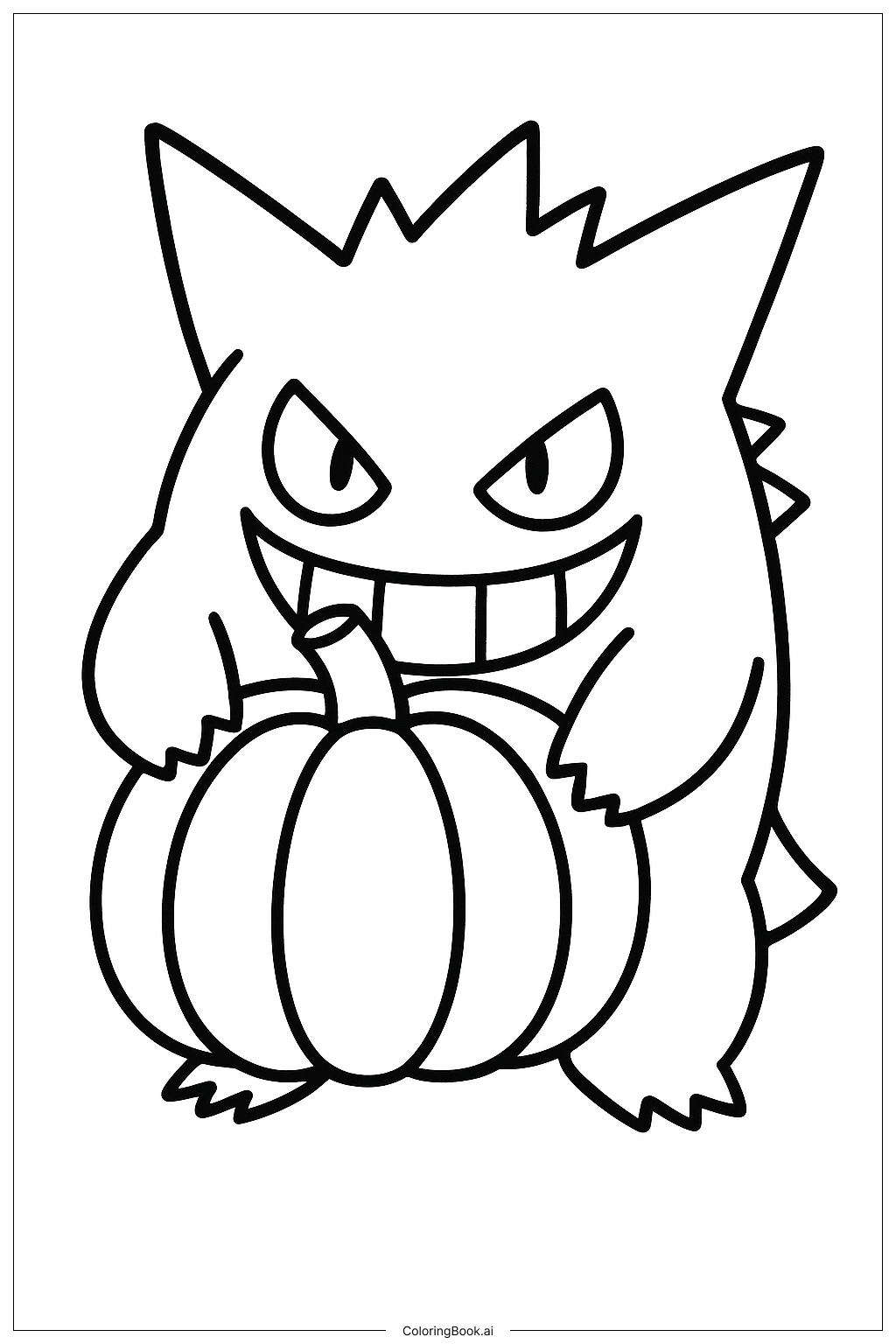  Page de coloriage Ectoplasma tenant une citrouille 