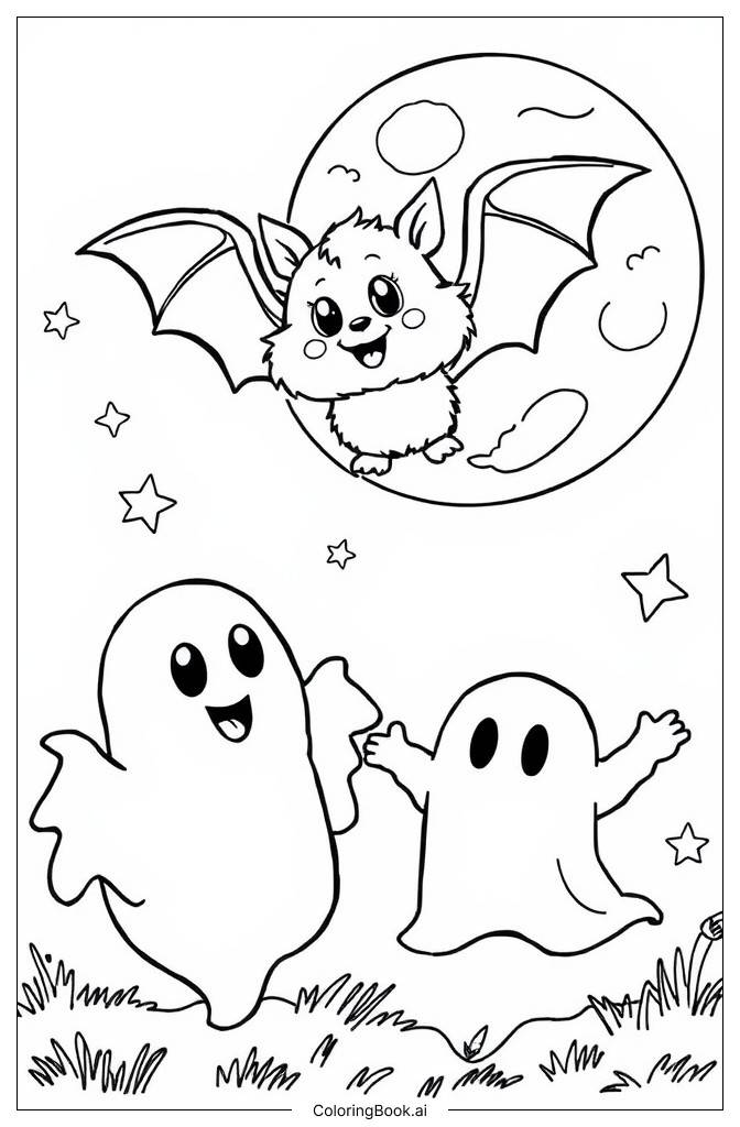  Page de coloriage Chauve-souris d'Halloween 