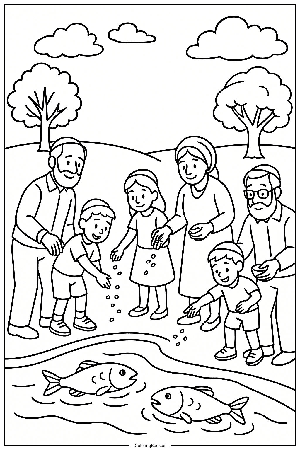  Tashlich Ceremony For Rosh Hashanah著色頁 