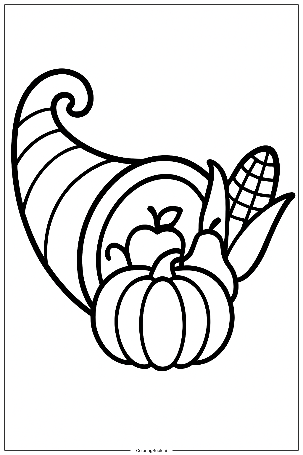  Trang tô màu An Easy Cornucopia Outline 