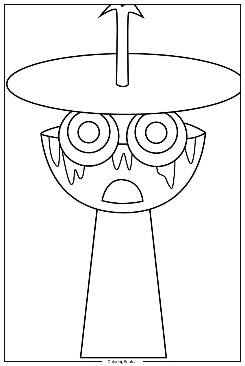 Page de coloriage Sprunki Gardien Champignon Haletant sous le Slime qui Dégouline