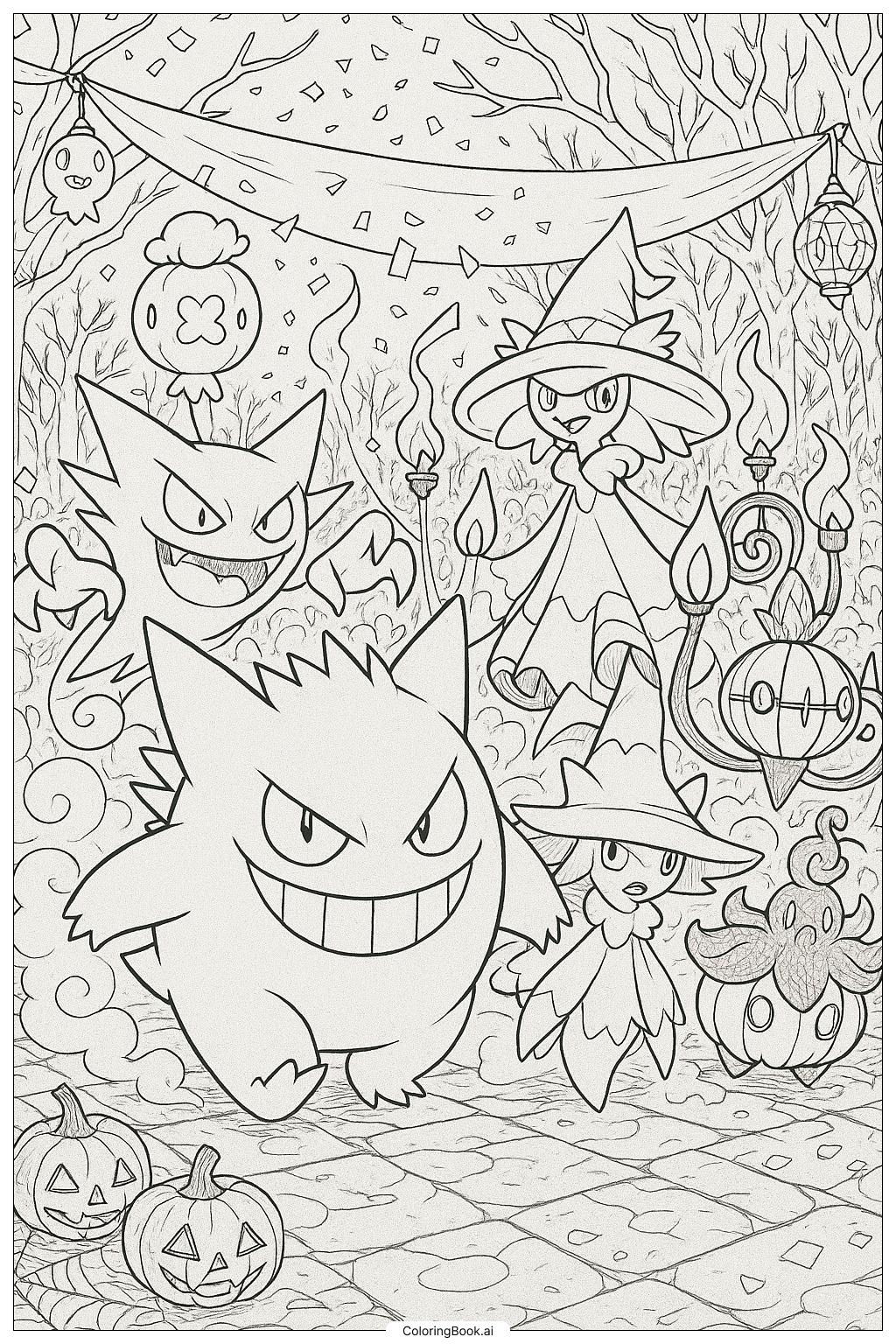  Page de coloriage Ectoplasma menant un défilé de Fantômes 
