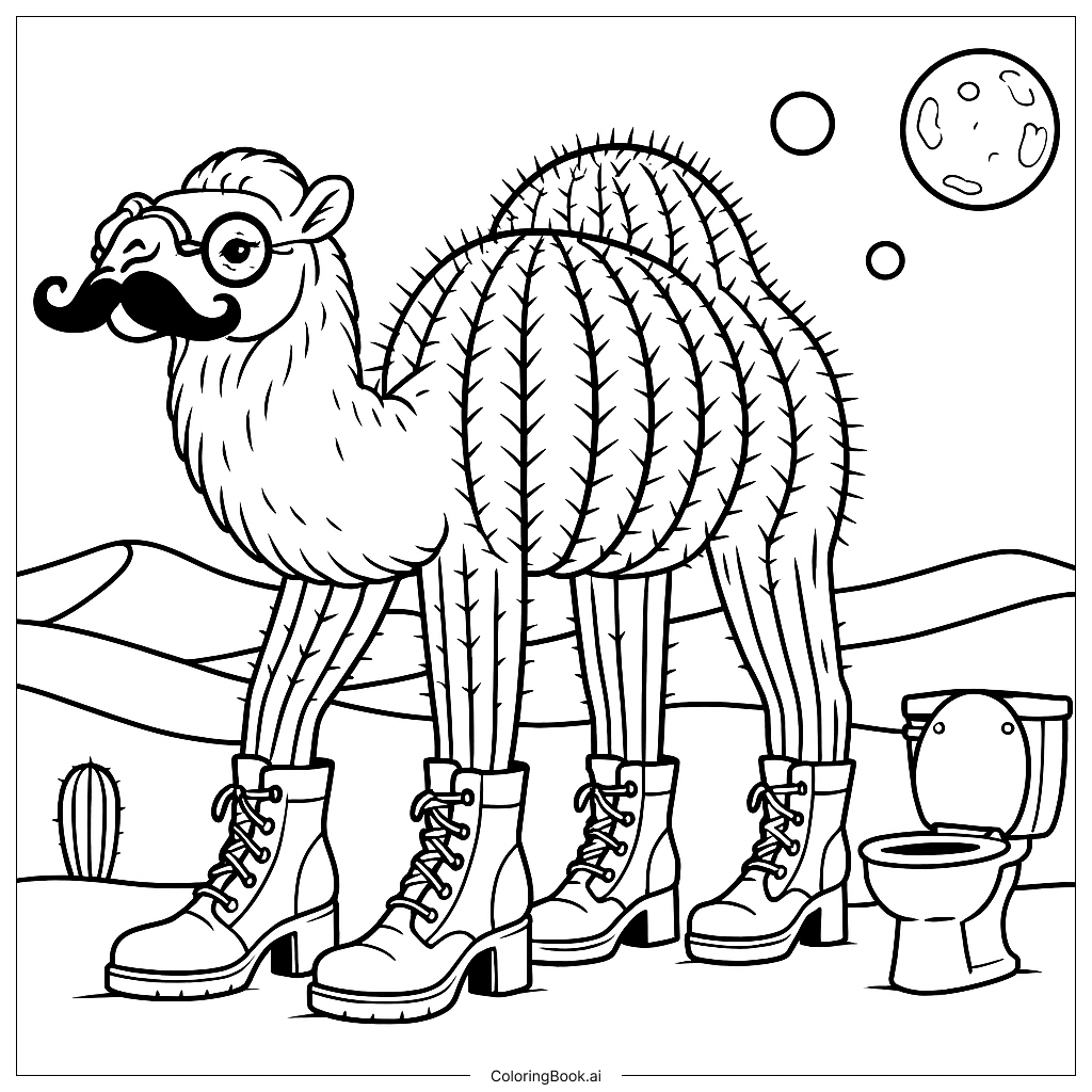  Unta Tob Tobi Tob Walking Coloring Page 