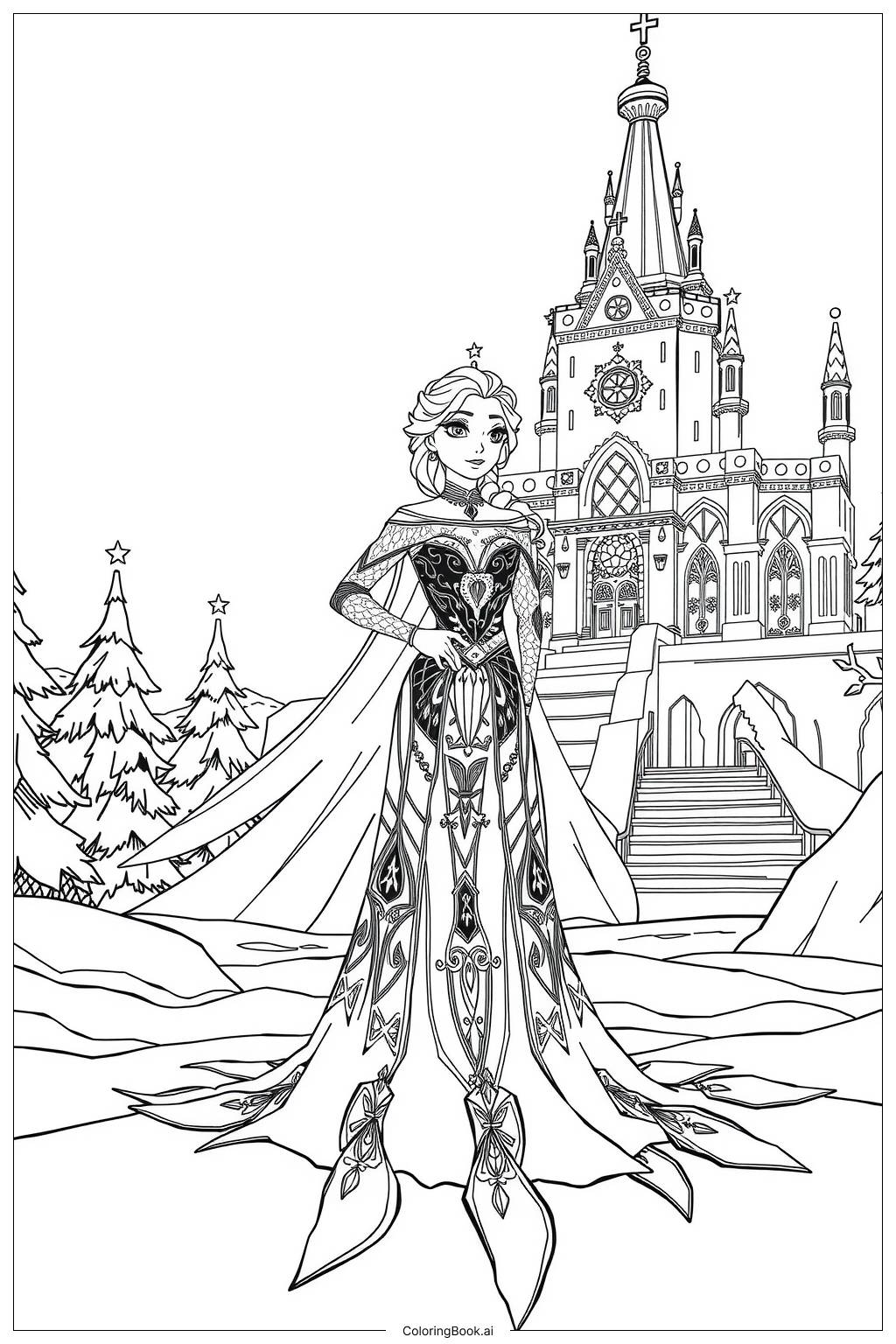  Elsa's Ice Powers in Action Coloring Page 