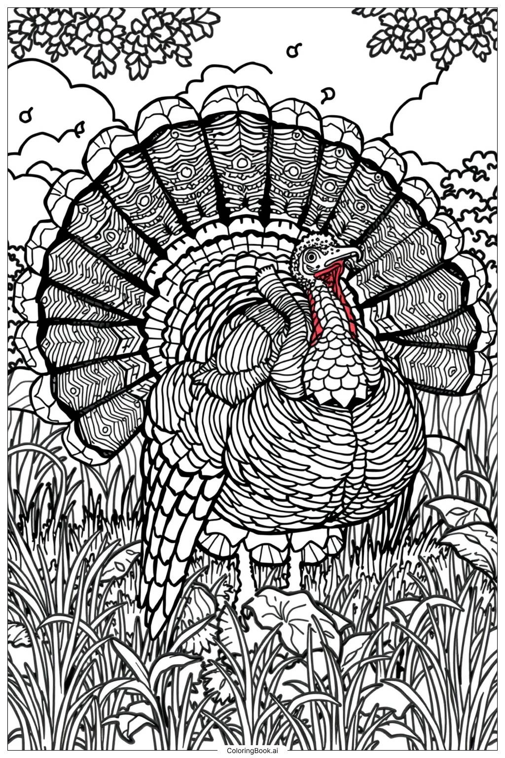  Turkey Spreading Tail Coloring Page 