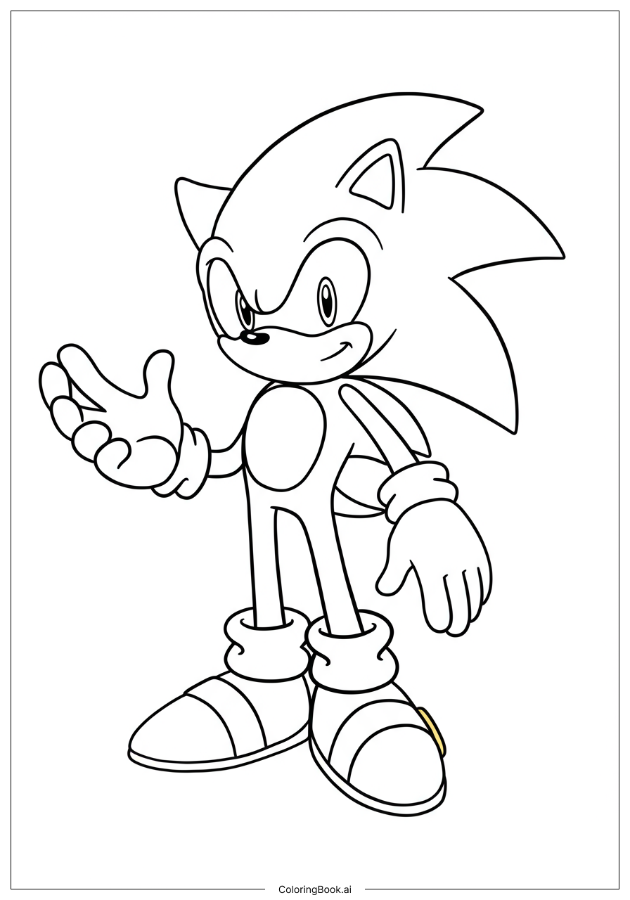  Page de coloriage Sonic Film 2020 Style Avec Gants 