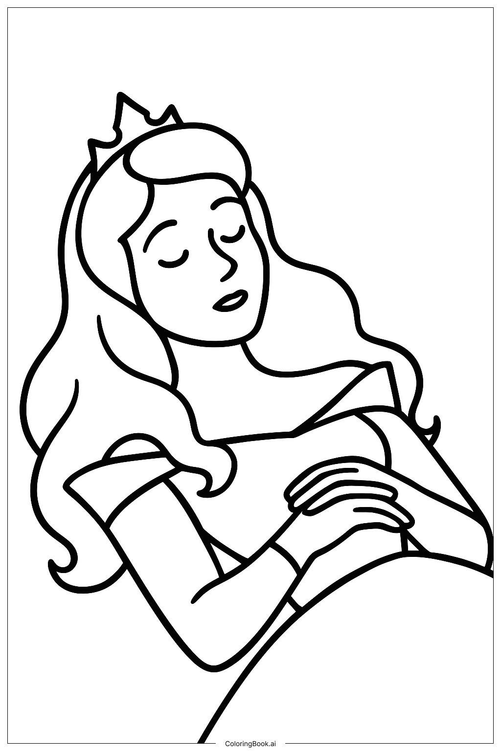  睡美人的简单画作填色页 