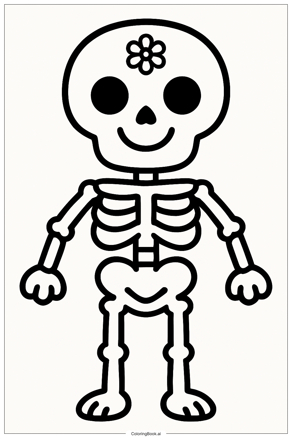  笑臉的死者節骷髏著色頁 