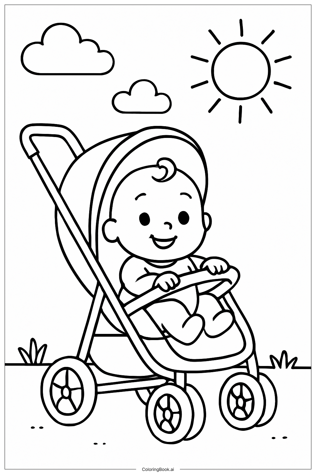  Baby In A Stroller Coloring Page 
