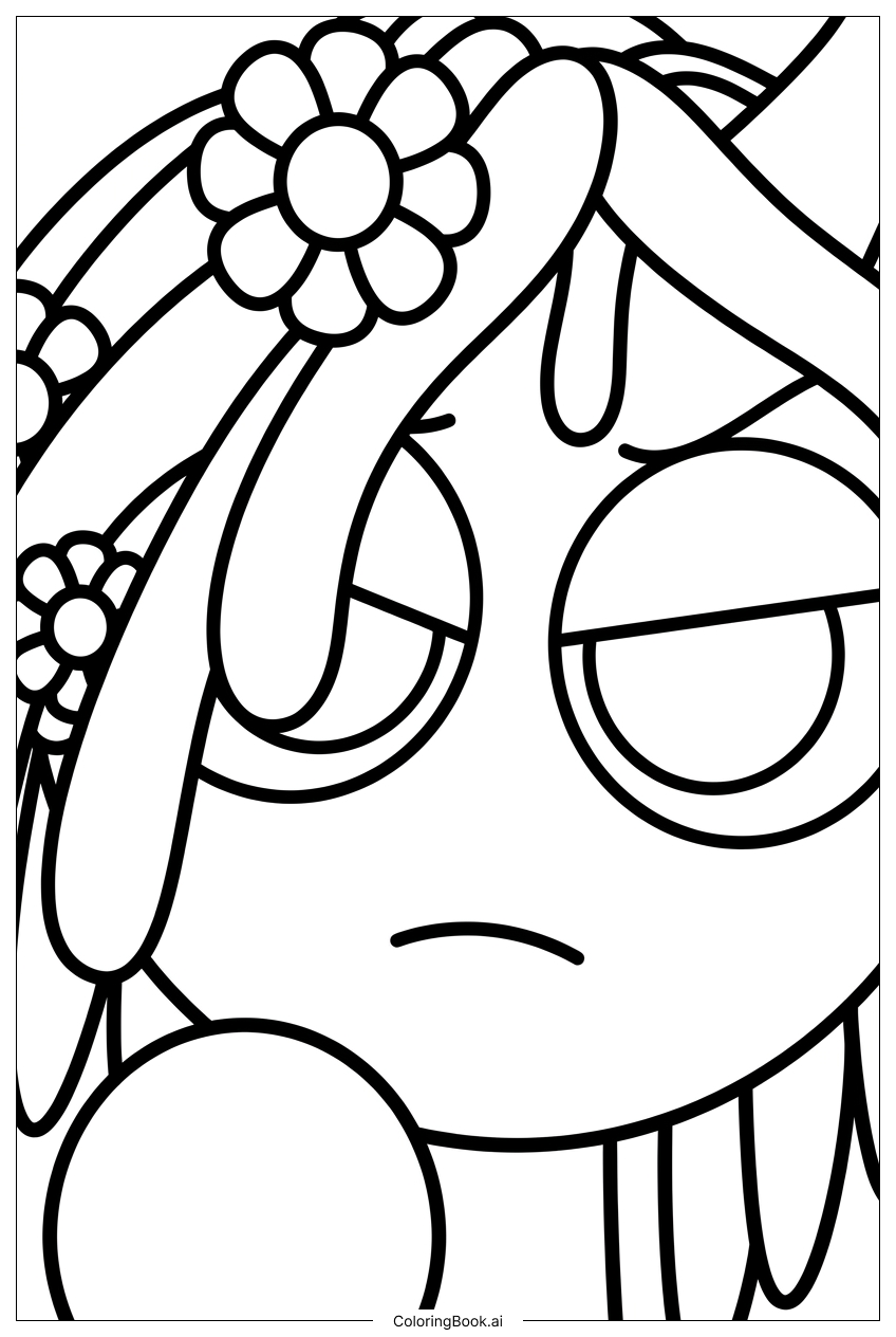 Page de coloriage Esprit de la Forêt Sprunki aux Cheveux Fleuris et Enchevêtrés