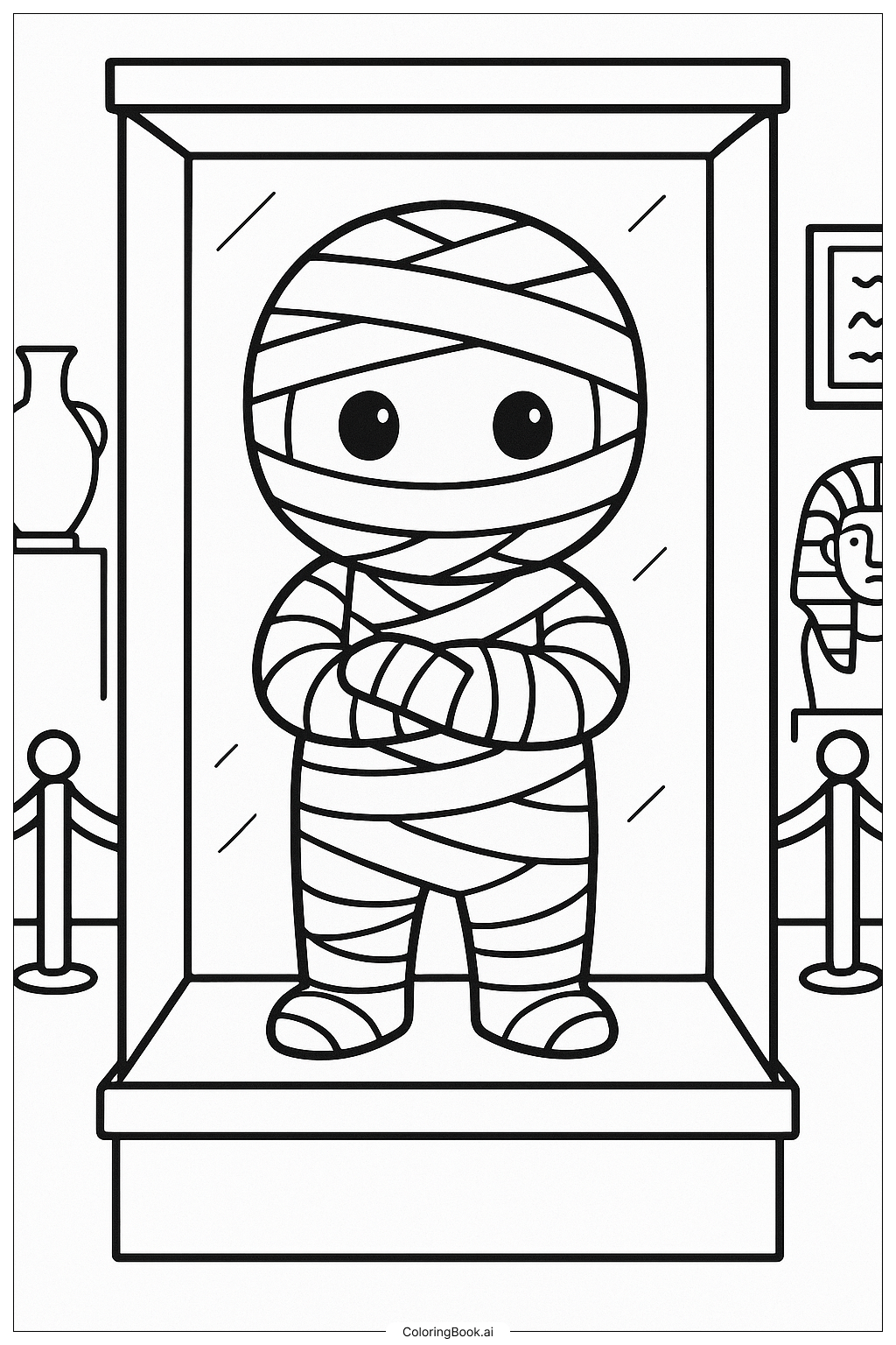  Mummy In A Museum Display Coloring Page 