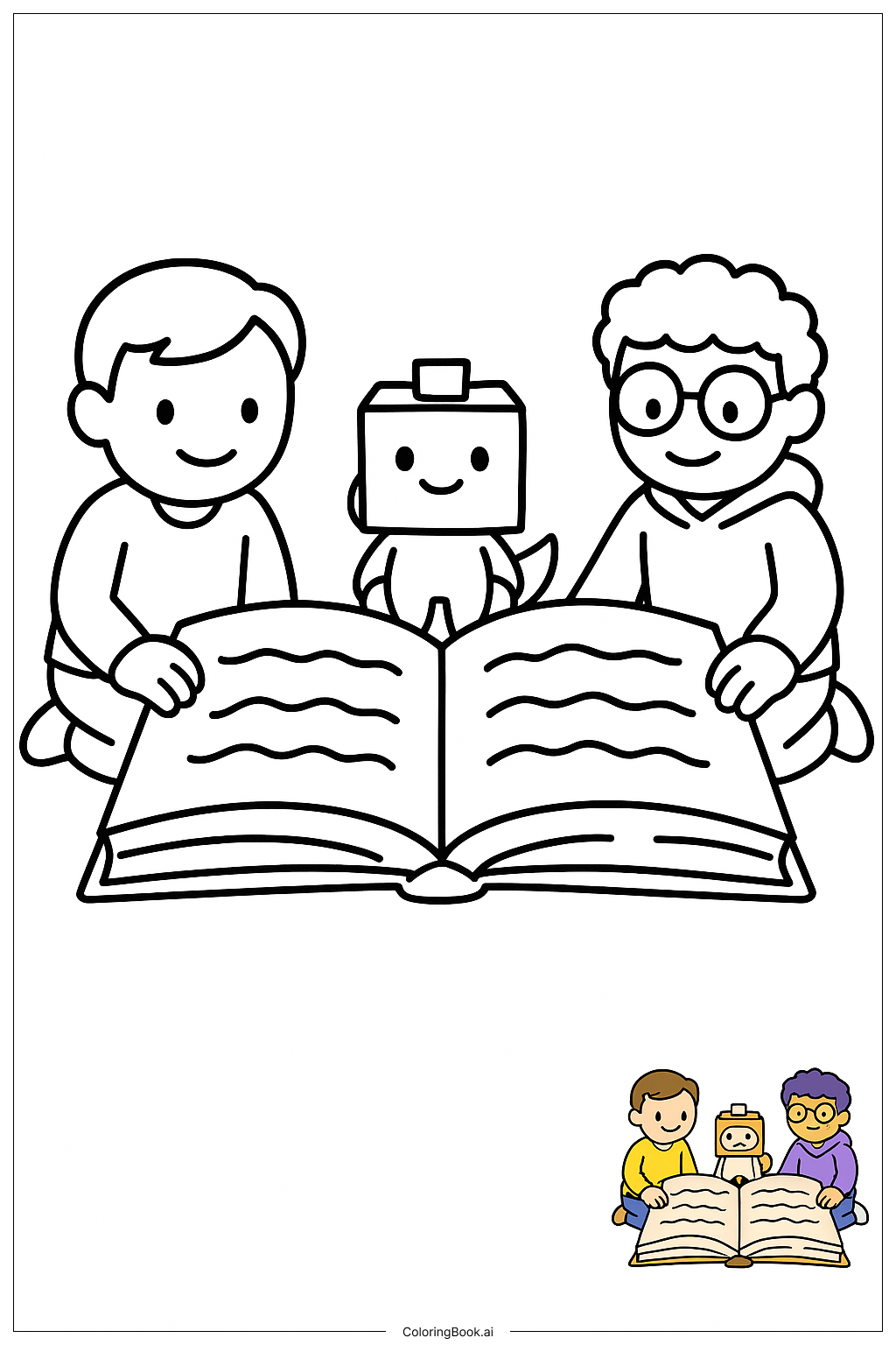  Lankybox Friends Reading Giant Storybook Coloring Page 
