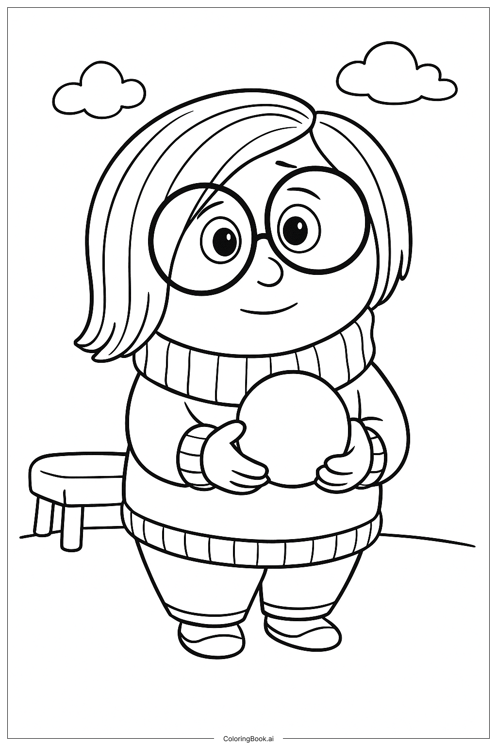 Inside Out Sadness With A Memory Orb Coloring Page