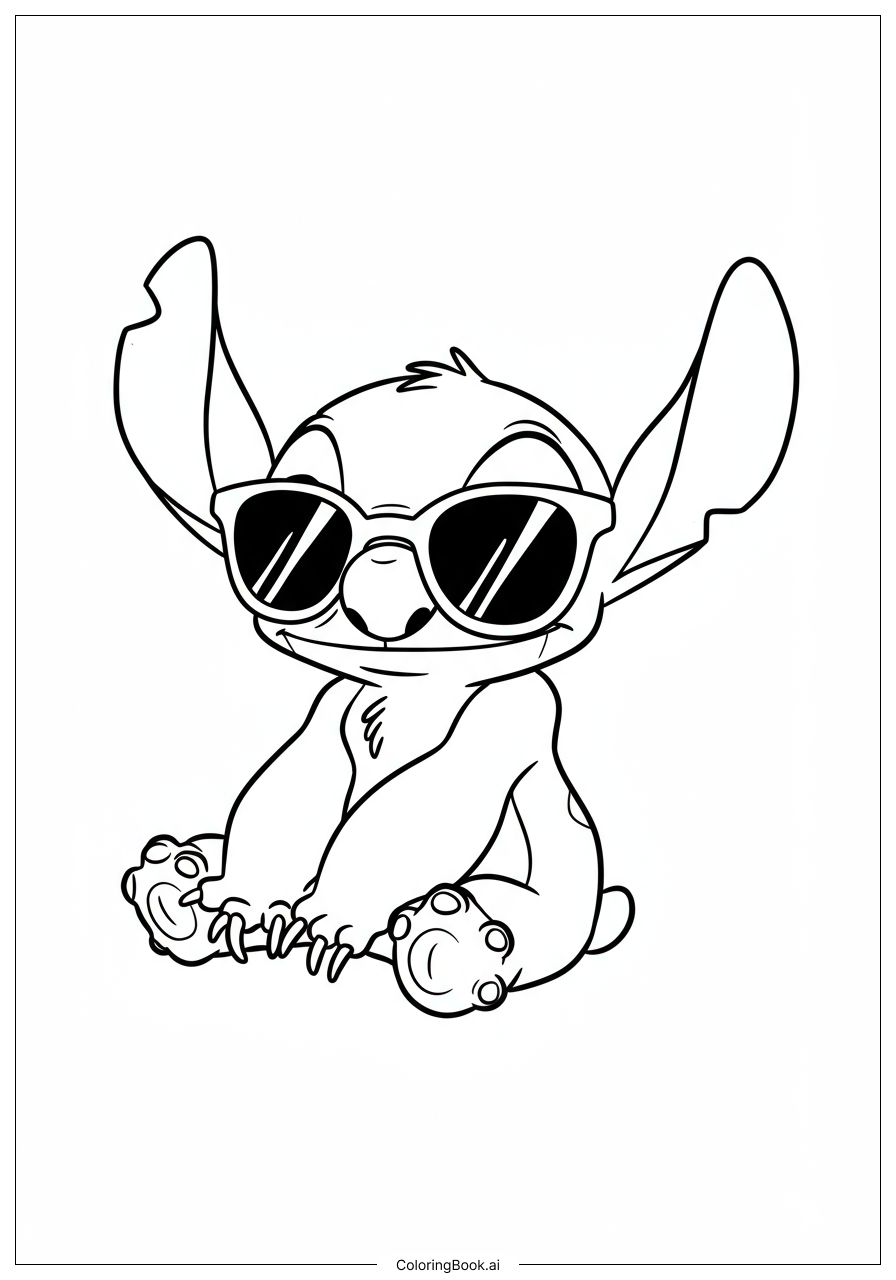  Stitch wearing sunglasses Coloring Page 