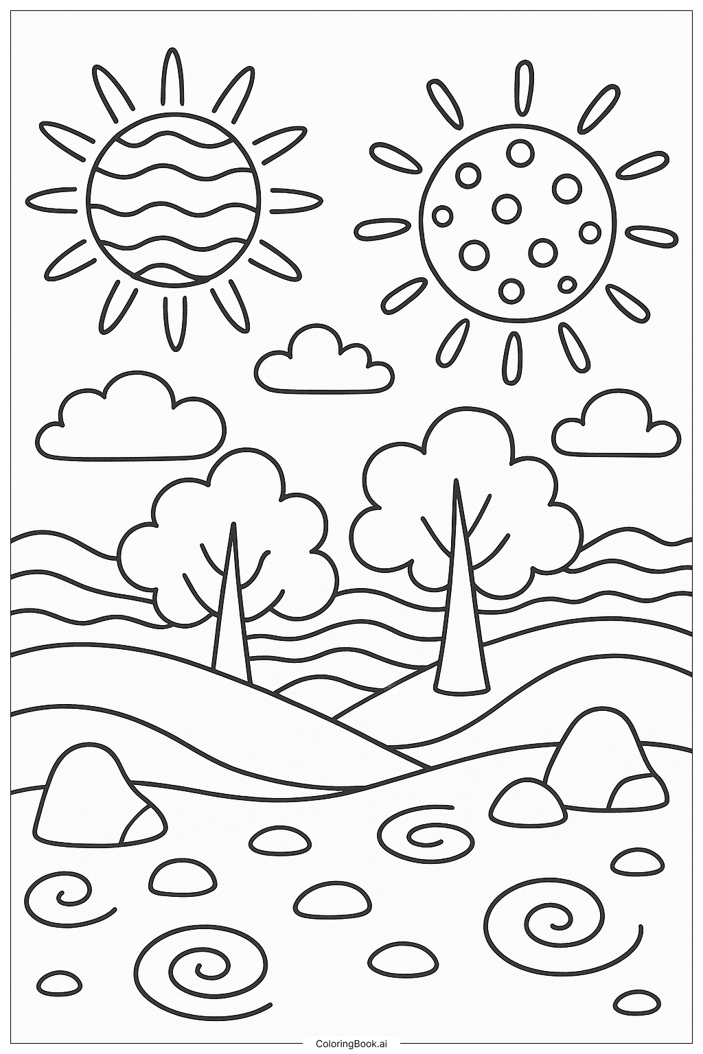  Trang tô màu Một Cảnh Quan Ảo Với Hai Mặt Trời 