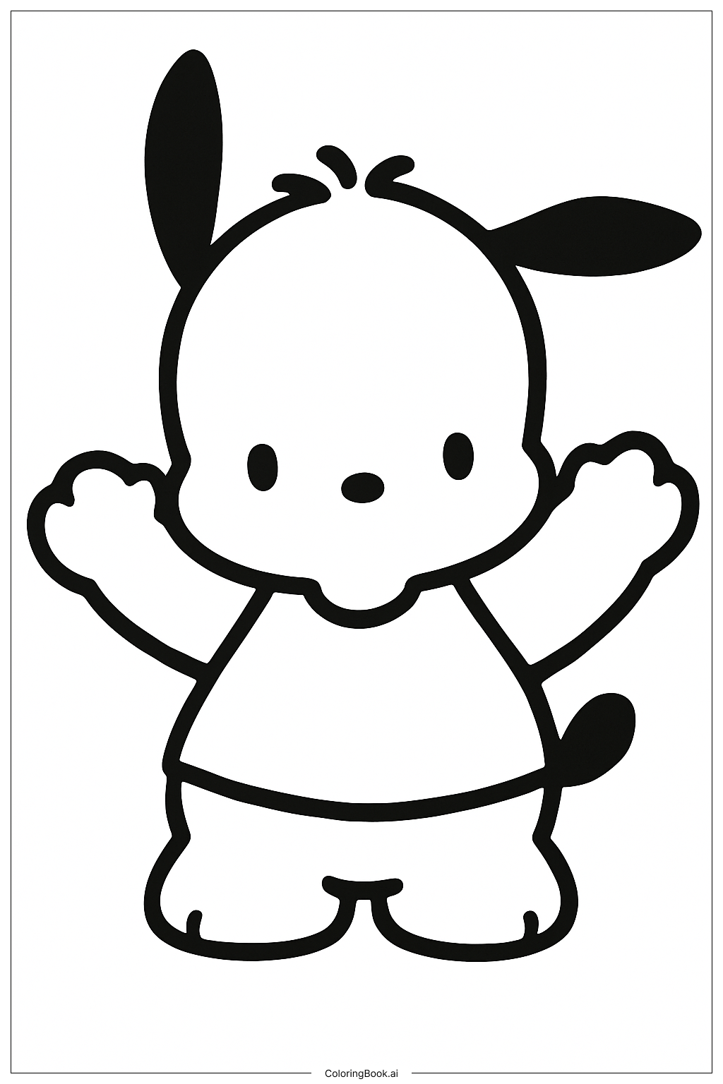  ポチャッコの両手を振るの塗り絵ページ 