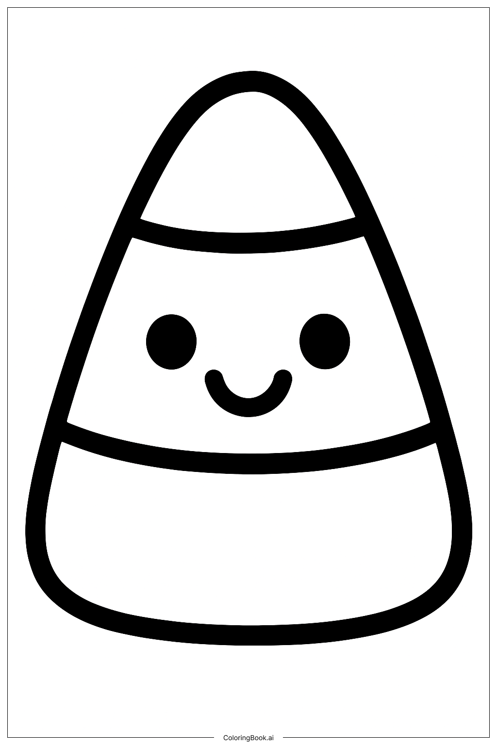  笑顔のかわいいキャンディコーンの塗り絵ページ 
