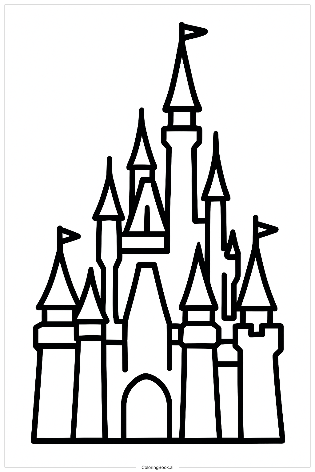  Página para colorear de Silueta del Castillo de Cenicienta 