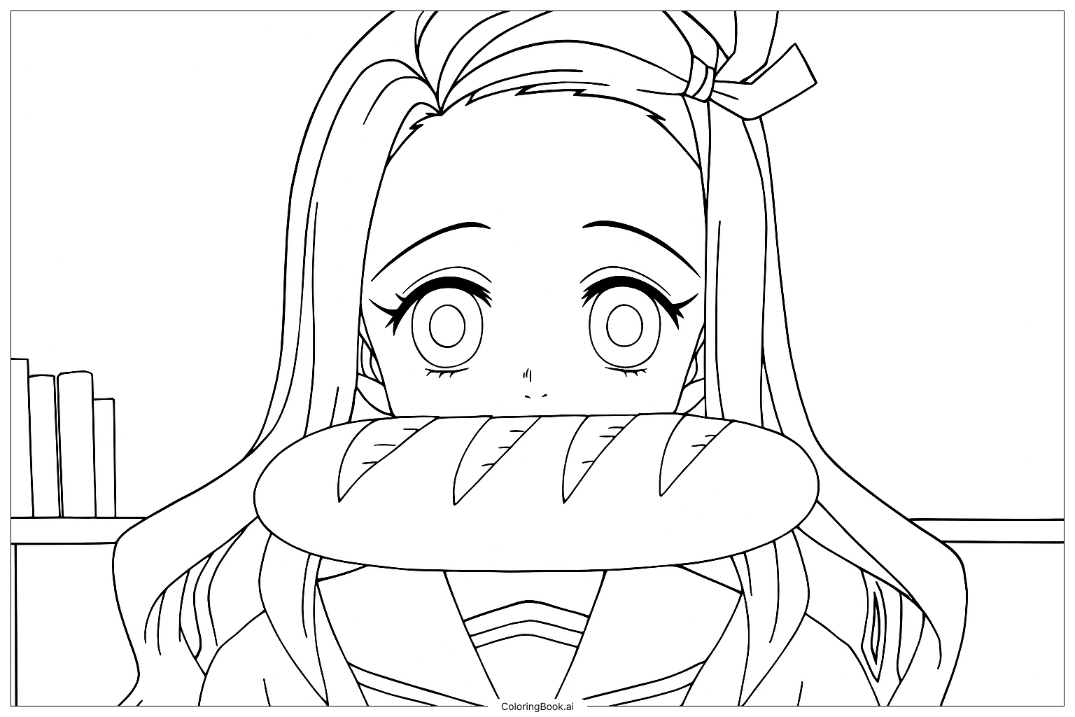  Página para colorear de Nezuko en la Academia Kimetsu 