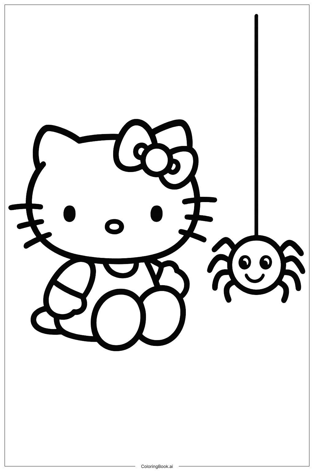  Trang tô màu Hello Kitty Và Một Con Nhện Dễ Thương 