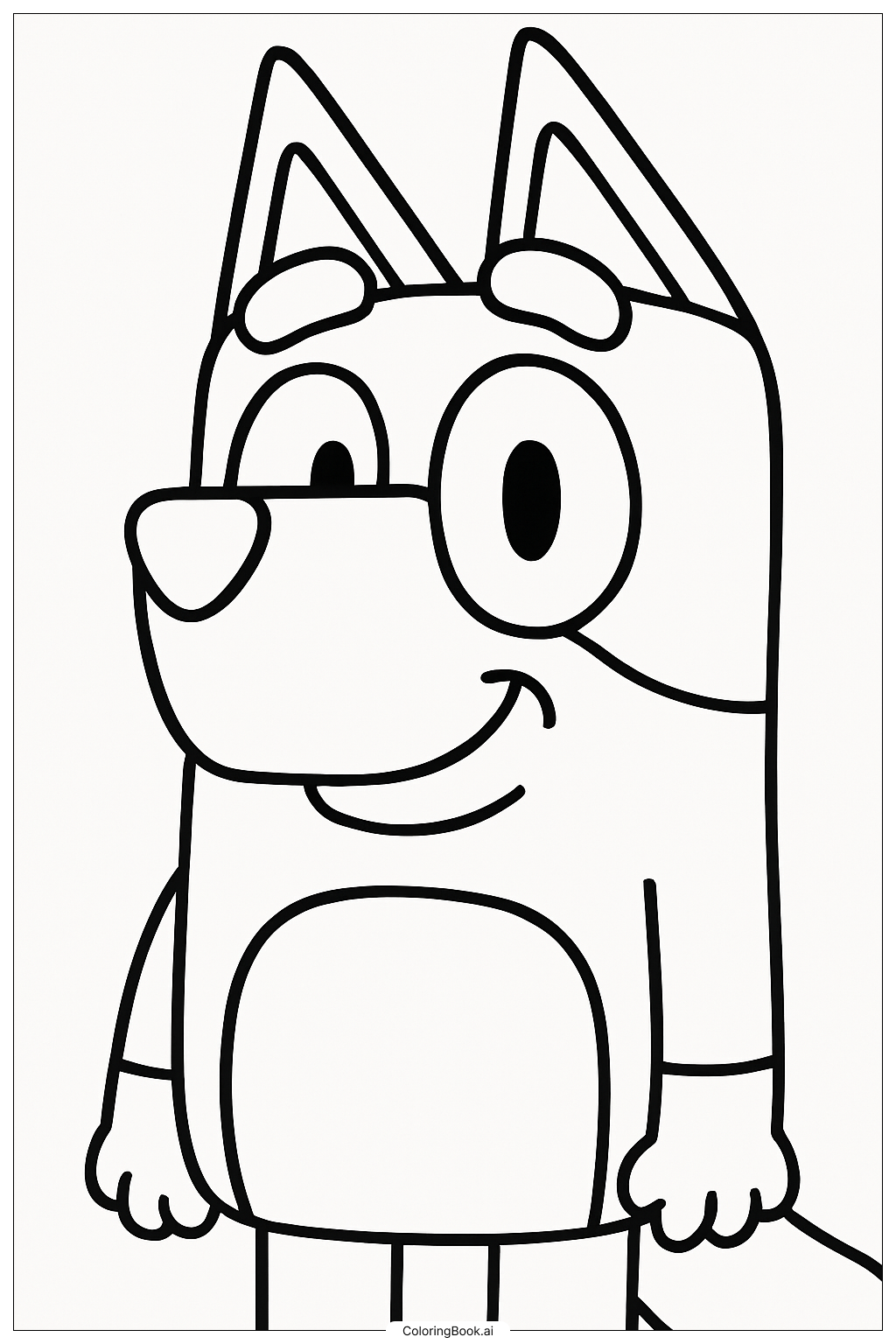  Page de coloriage Gros plan de Bluey souriant 