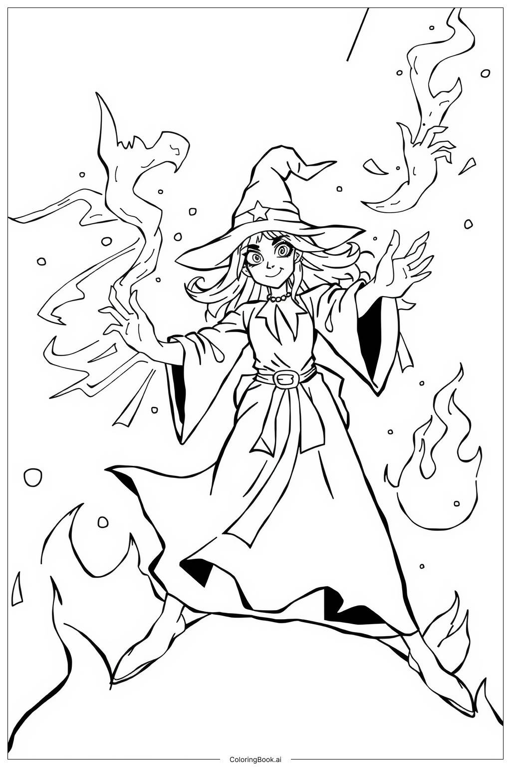  Page de coloriage sorcière scarlet pouvoir 