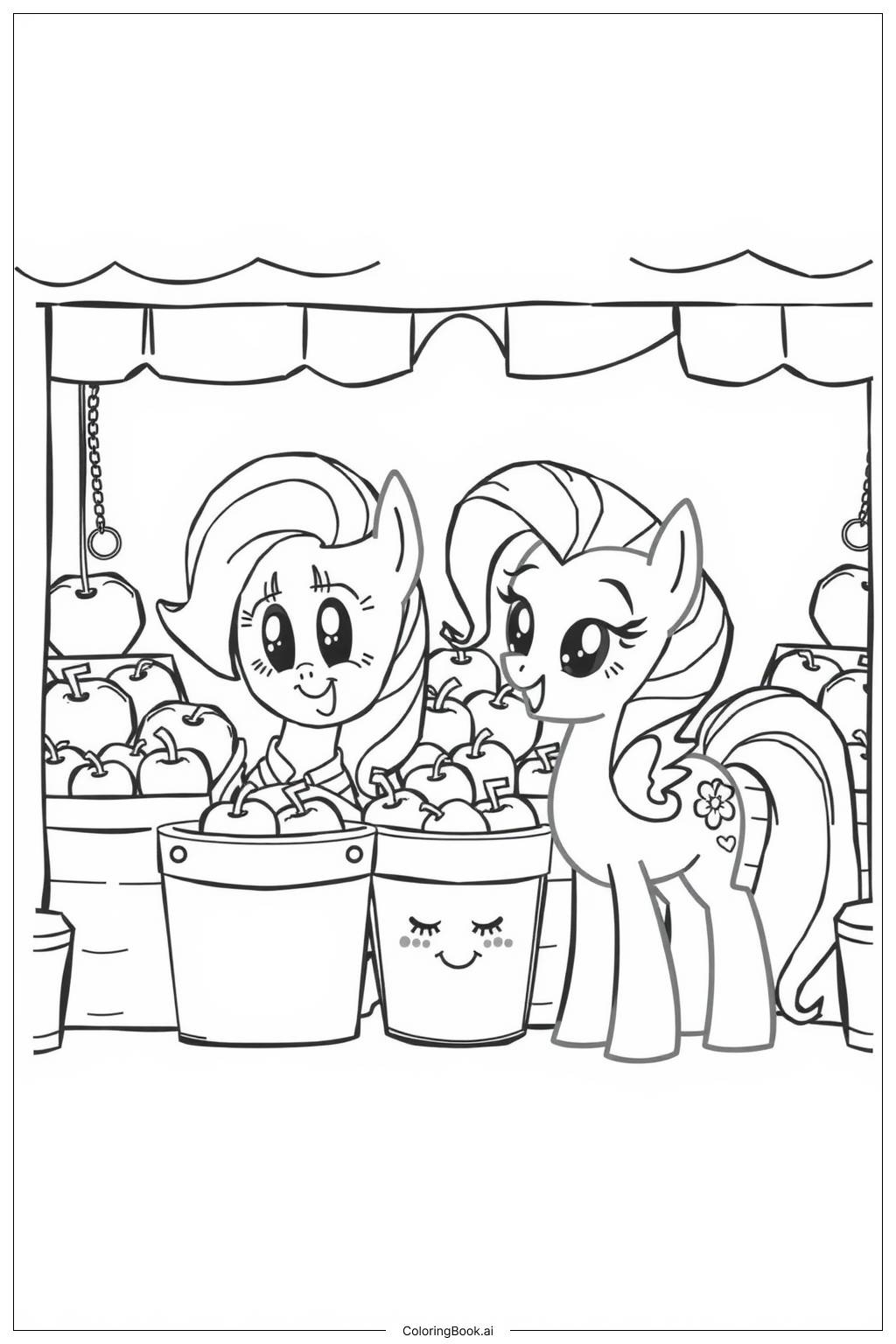  My Little Pony Ponyville Market Day Coloring Page 