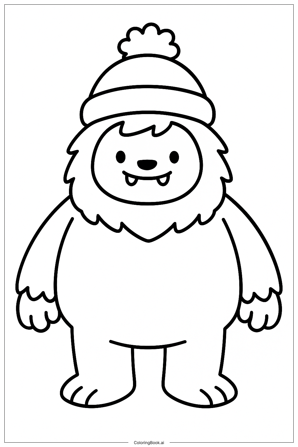  Page de coloriage Yéti Avec Un Bonnet d'Hiver 