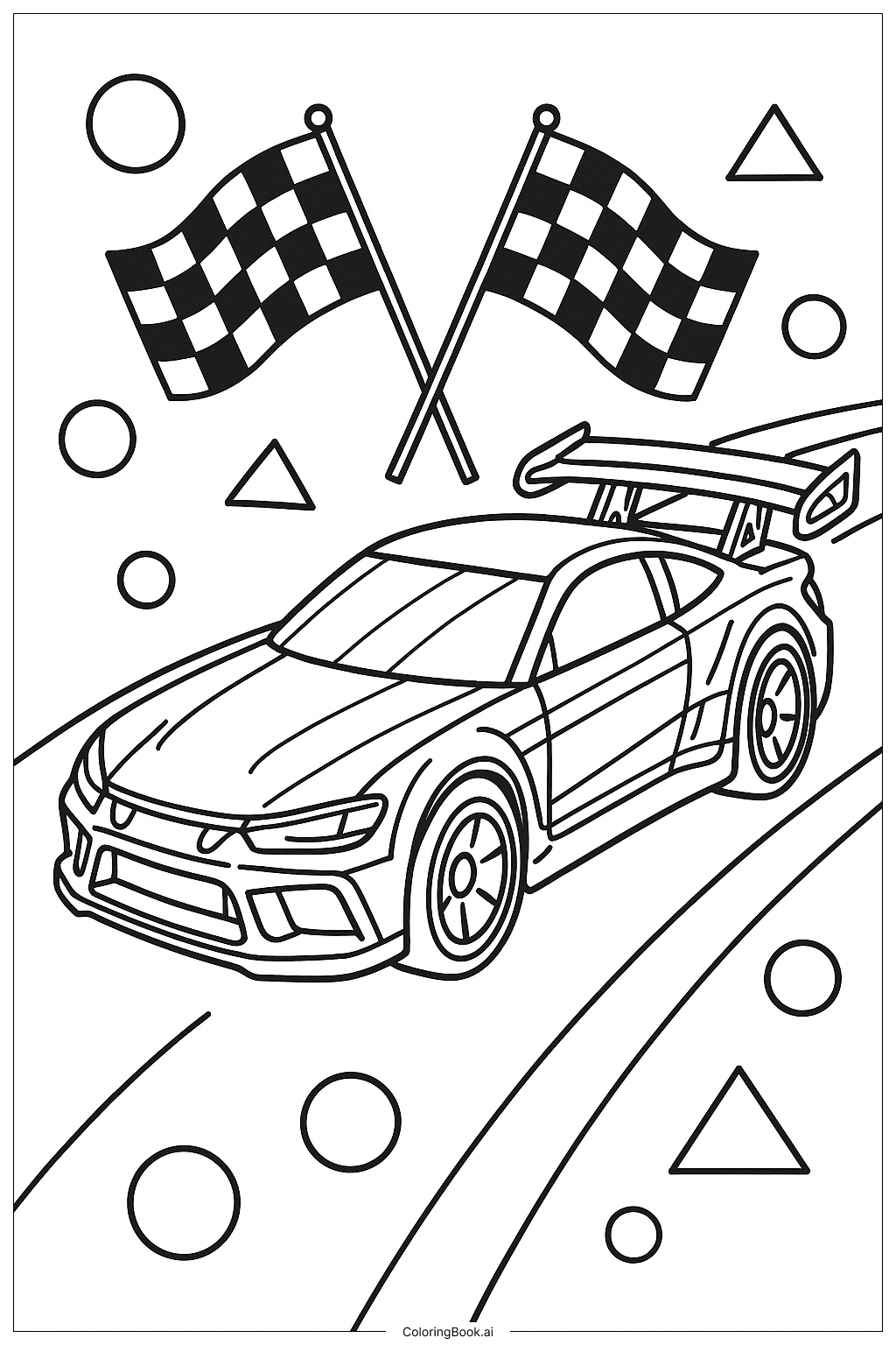 Page de coloriage Voiture Hot Wheels Avec Un Aileron Détaillé