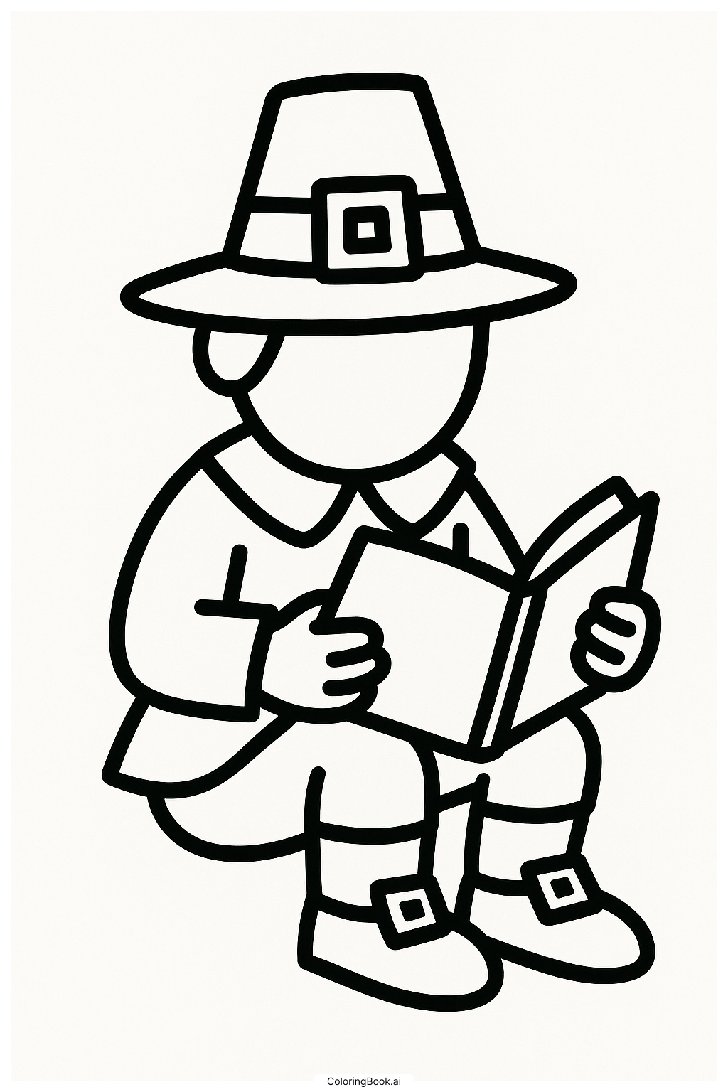  책을 읽는 필그림 색칠공부 페이지 