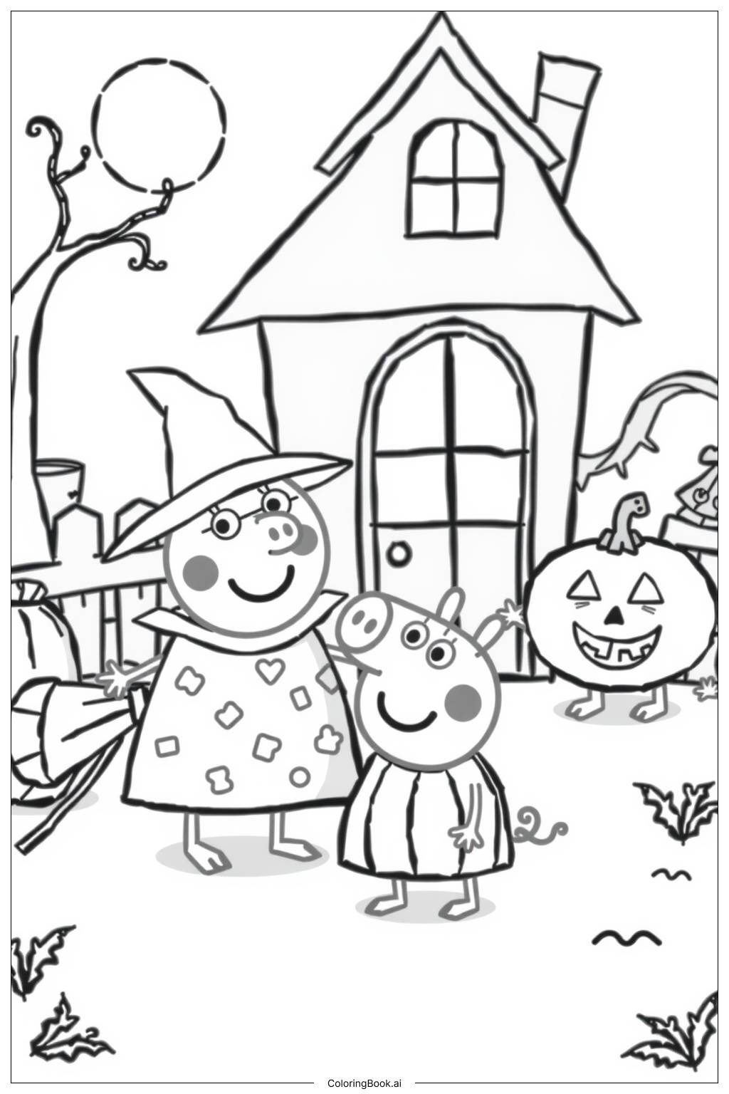  peppa pig halloween haunted house adventure Coloring Page 