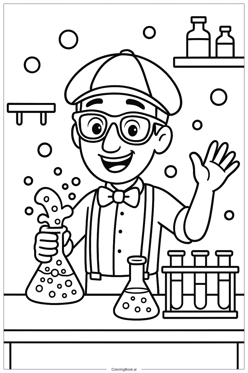  ブリッピの科学実験の塗り絵ページ 