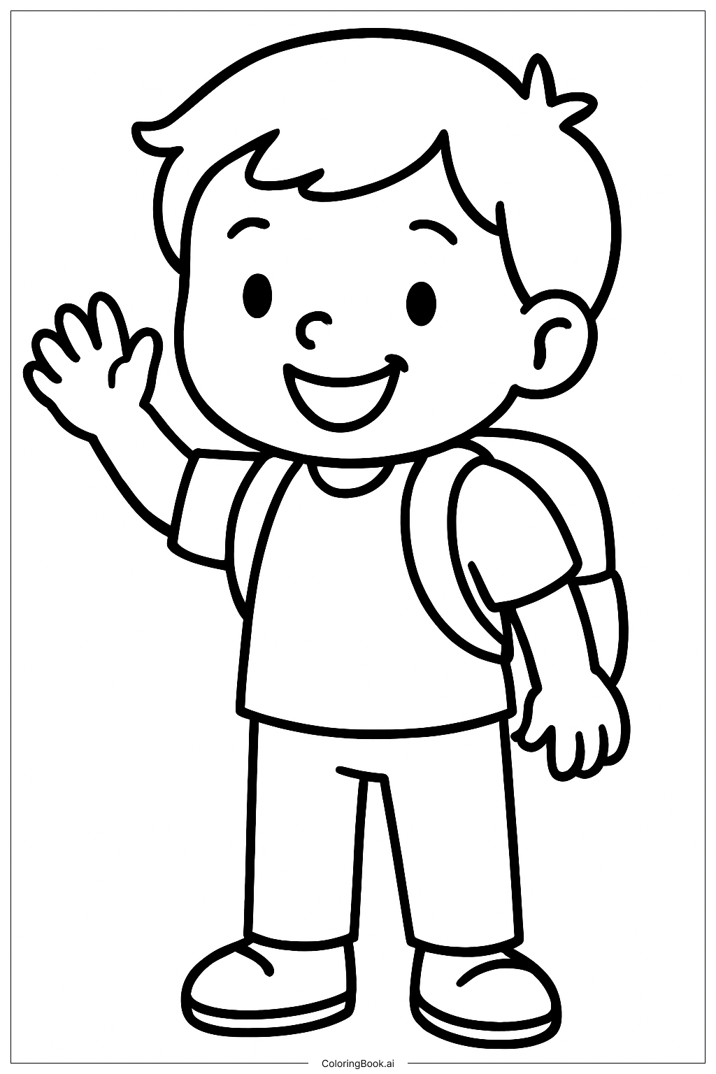  Page de coloriage Excité pour le premier jour d'école 