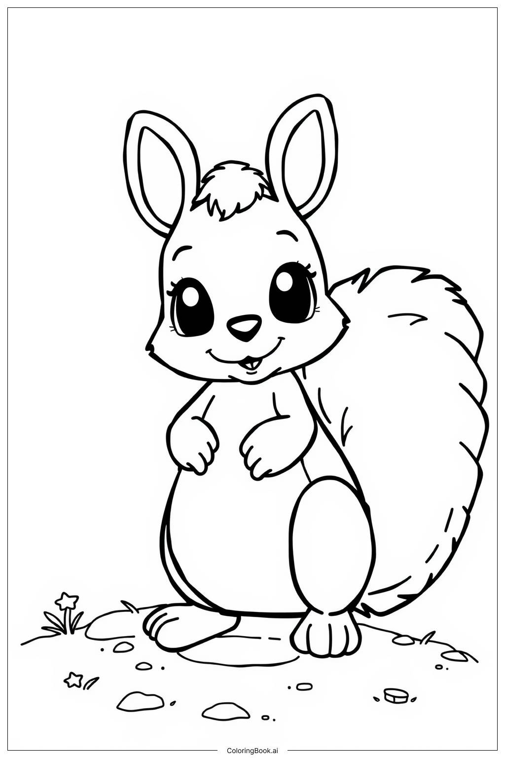  Squirrel's Adventure in the Enchanted Forest Coloring Page 