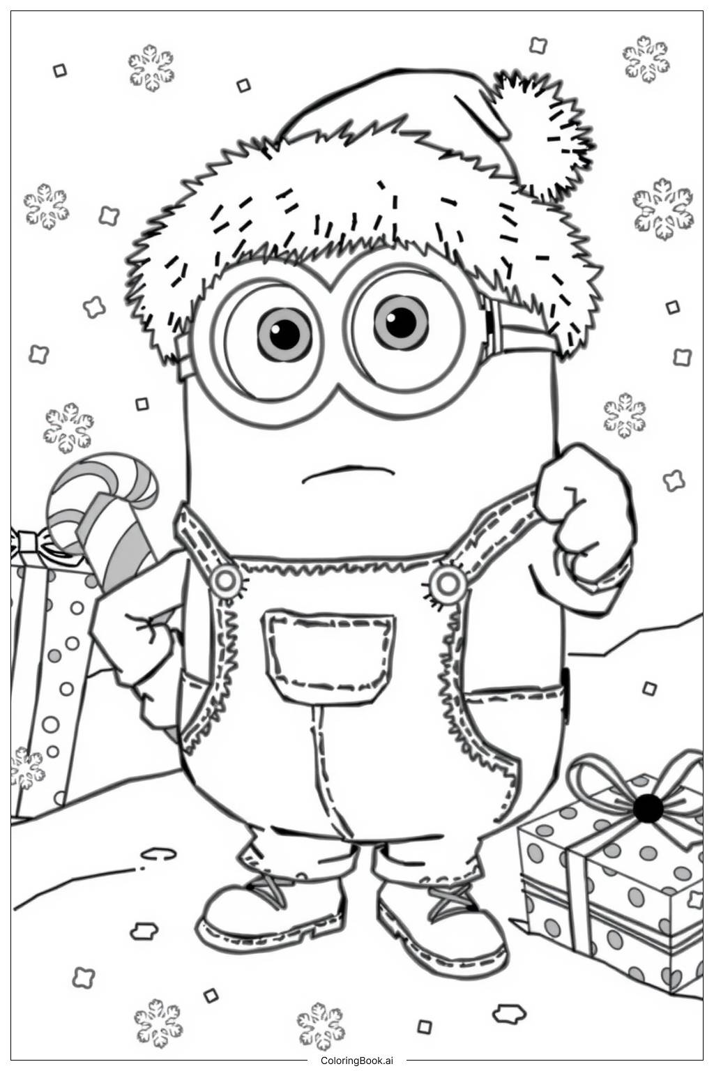  cute minion wearing a santa hat-2 Coloring Page 