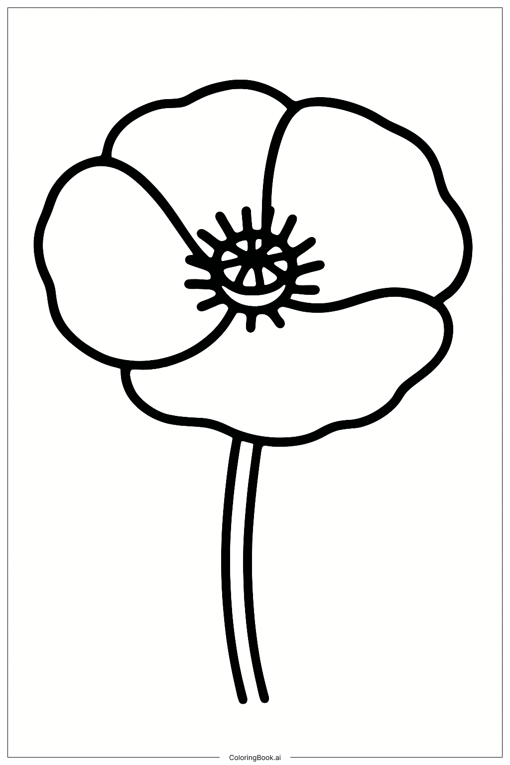  Trang tô màu Hoa Anh Túc Đơn Giản Đang Lớn 