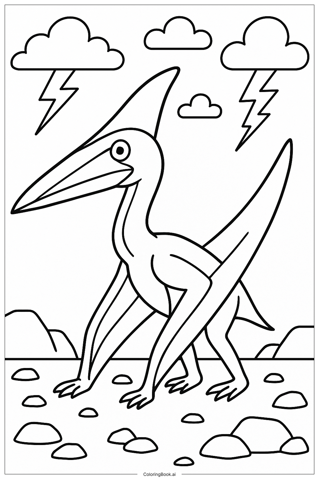  Página para colorir de Quetzalcoatlus Em Uma Tempestade Dramática 