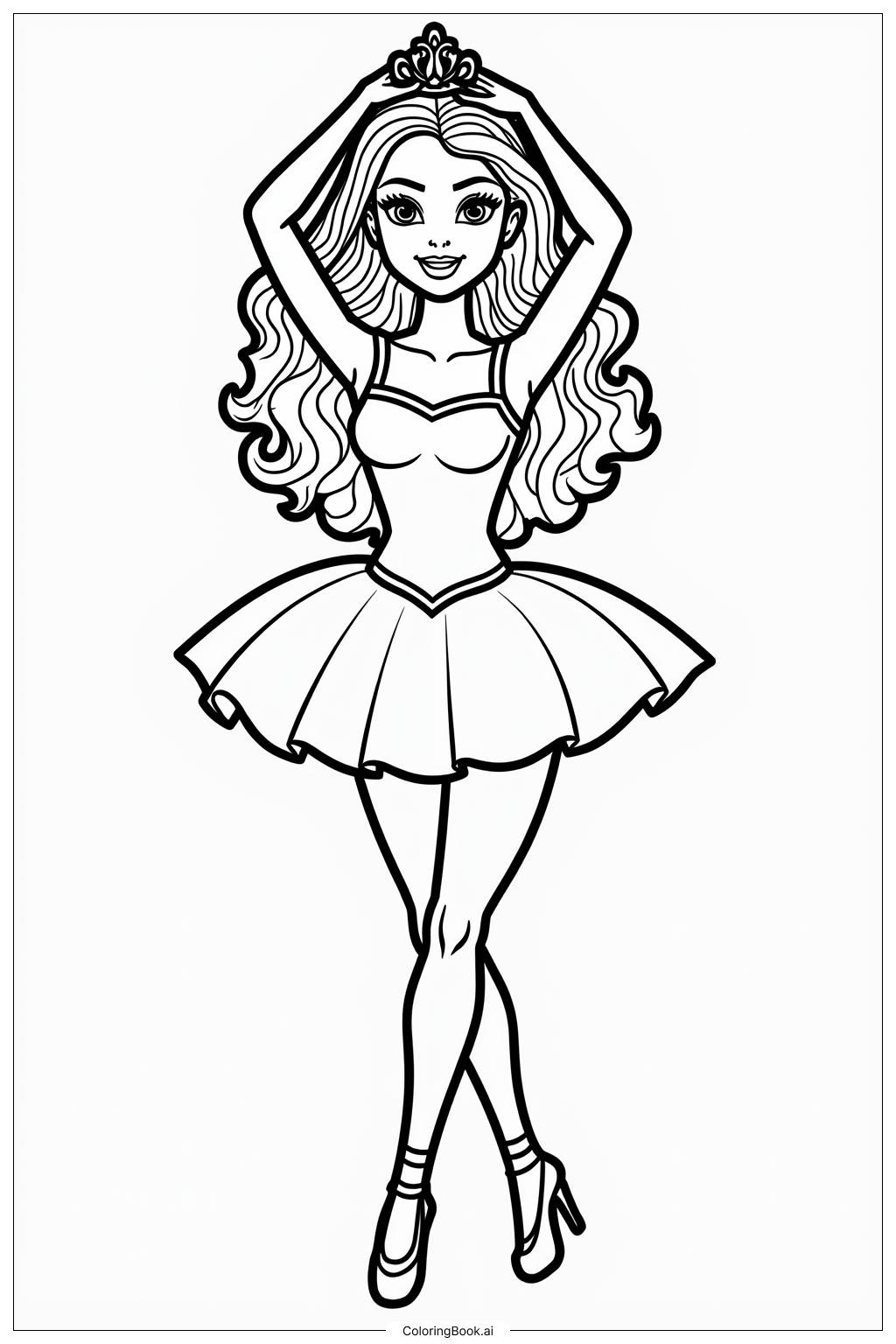  Barbie Ballerina with a Glittering Crown Coloring Page 