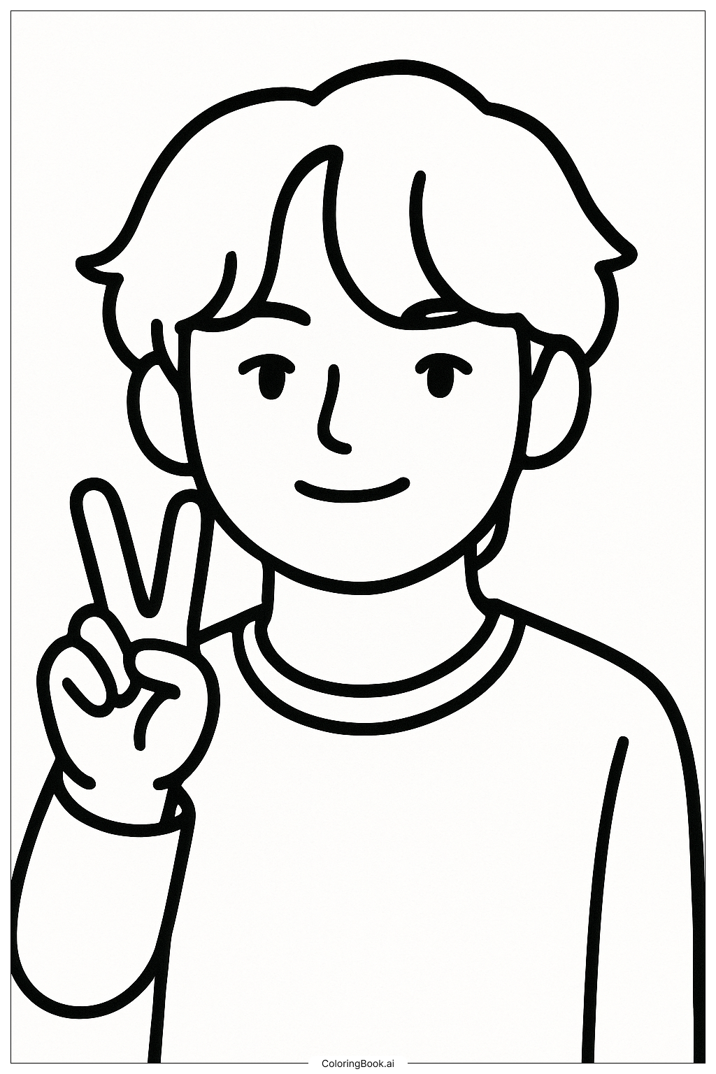  Page de coloriage Membre de BTS V faisant un signe de paix 