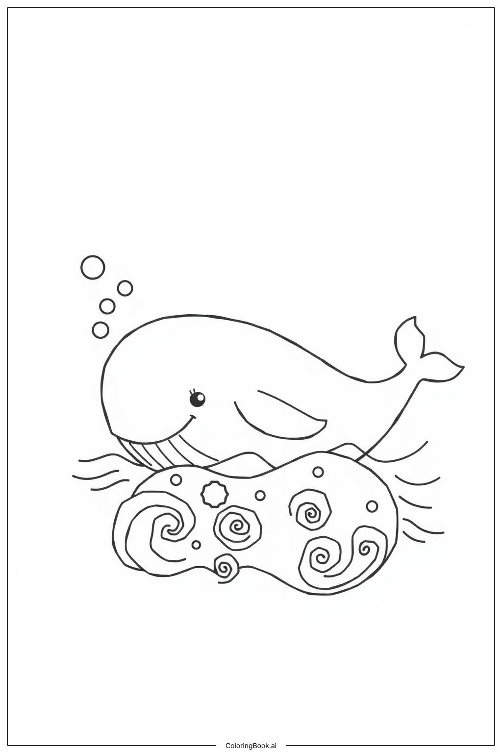  Whale Exploring a Vibrant Sea World Coloring Page 