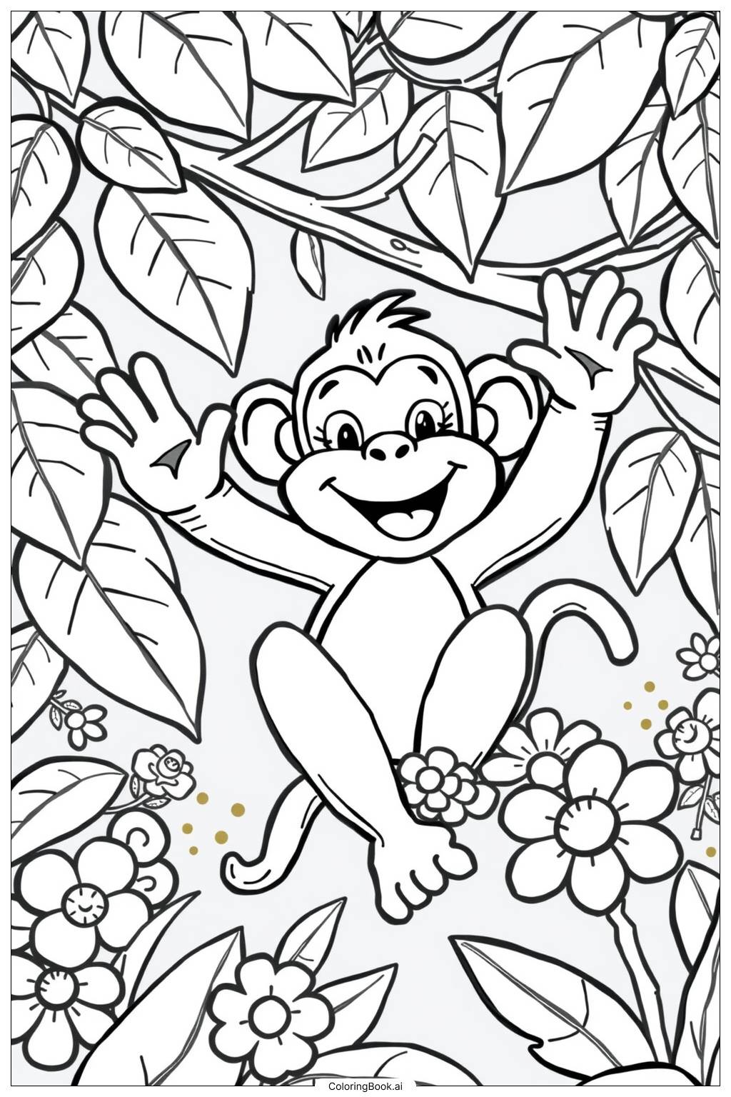  Página para colorir de Macaco acenando 