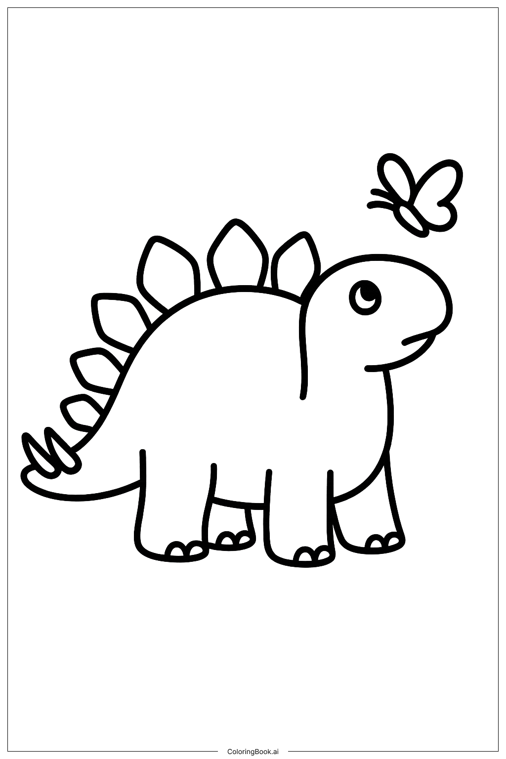 Stegosaurus Und Ein Schmetterling Ausmalseite