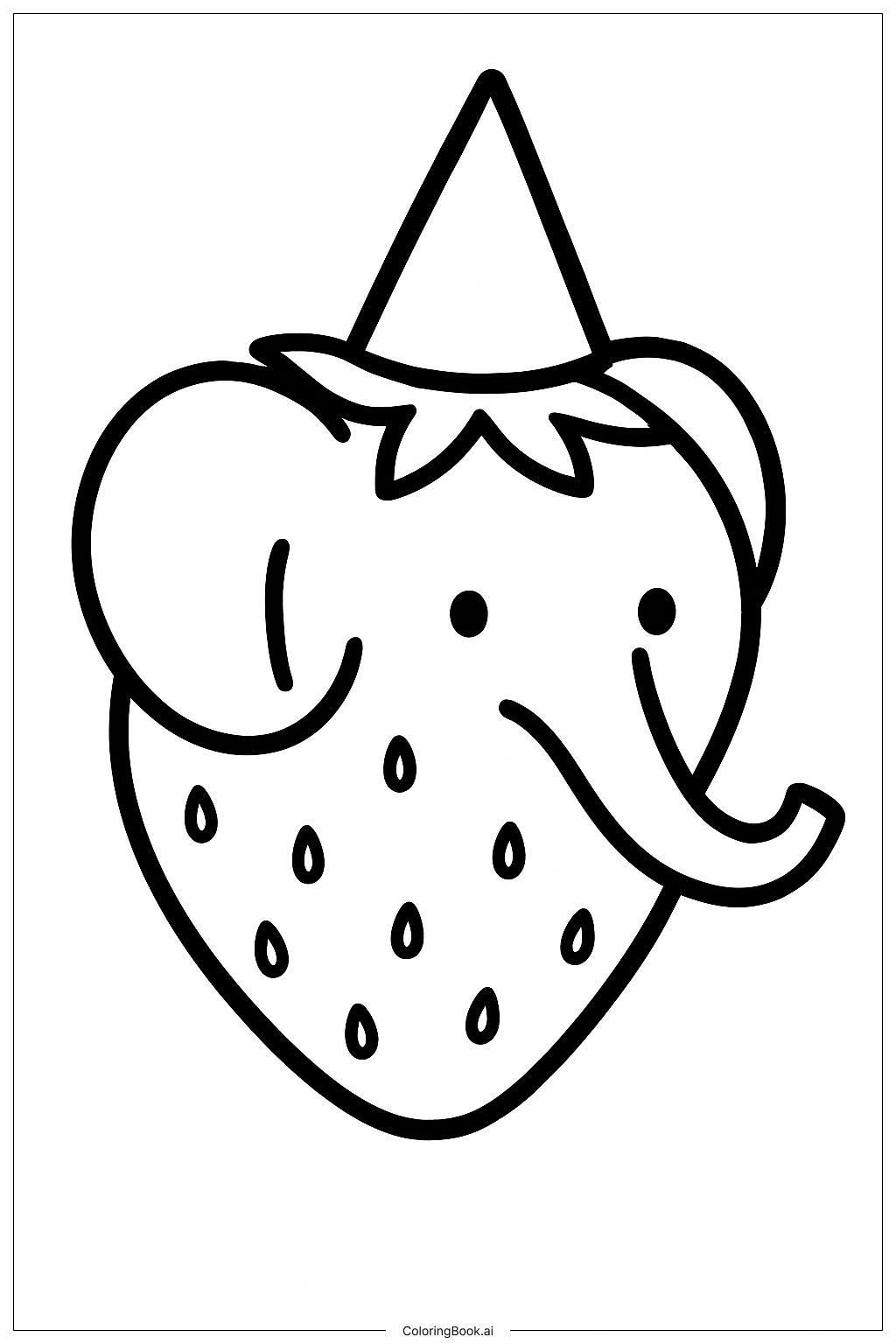  戴着派对帽的草莓大象填色页 