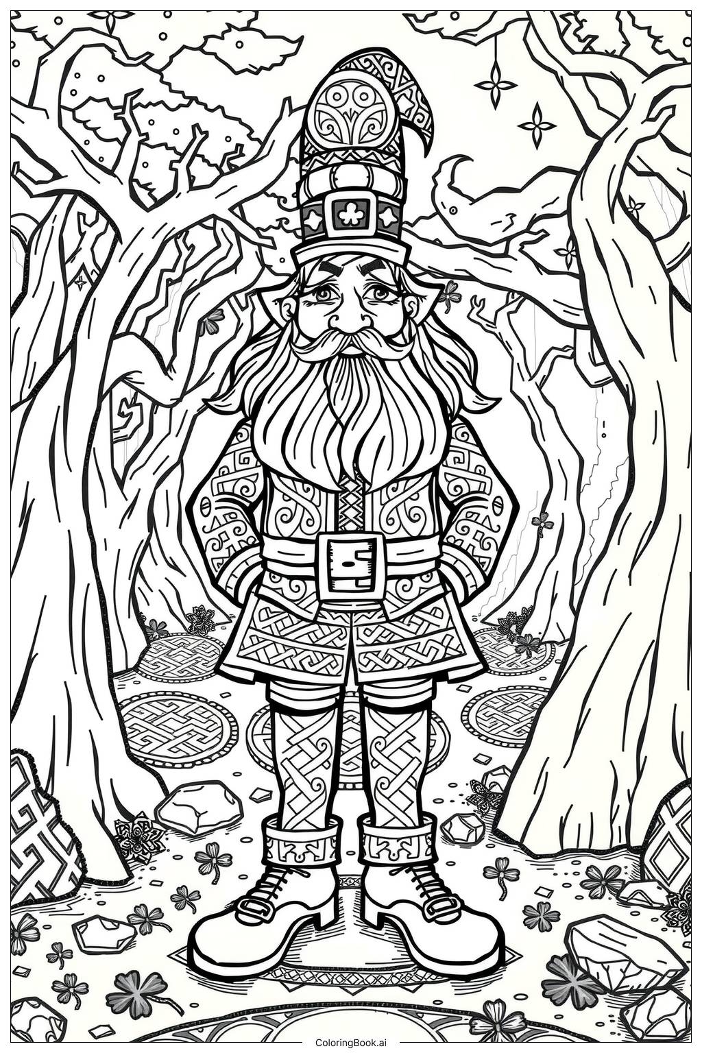  Leprechaun finding a hidden rainbow Coloring Page 