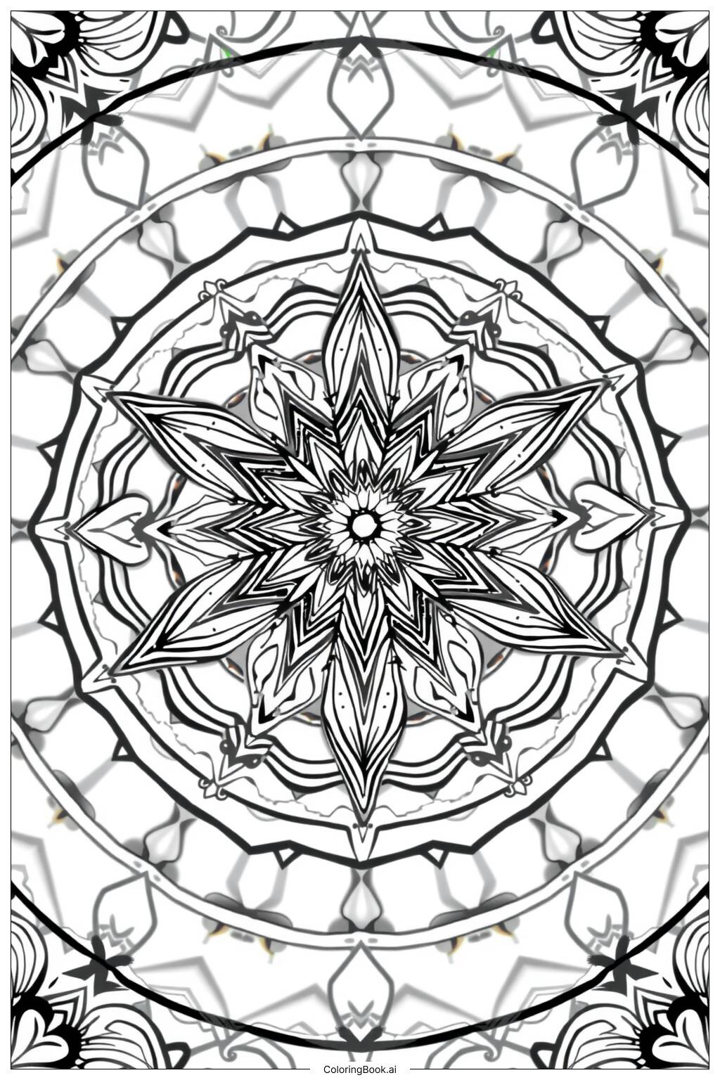  Star Mandala with Intricate Patterns Coloring Page 