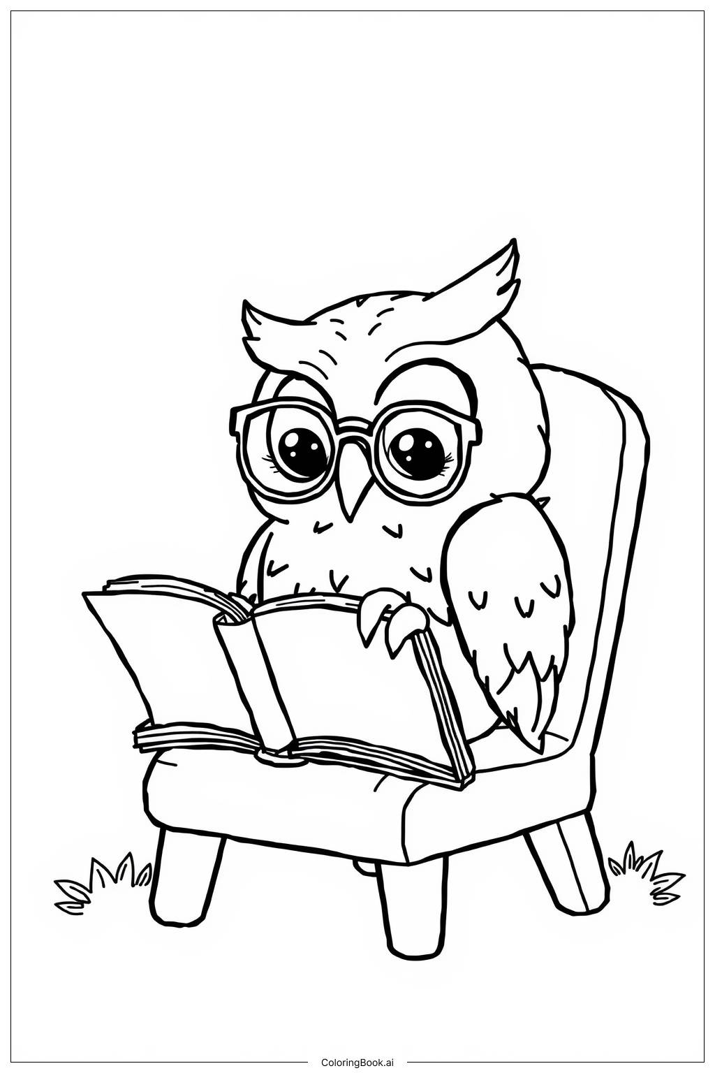  Wise Owl Reading Coloring Page 